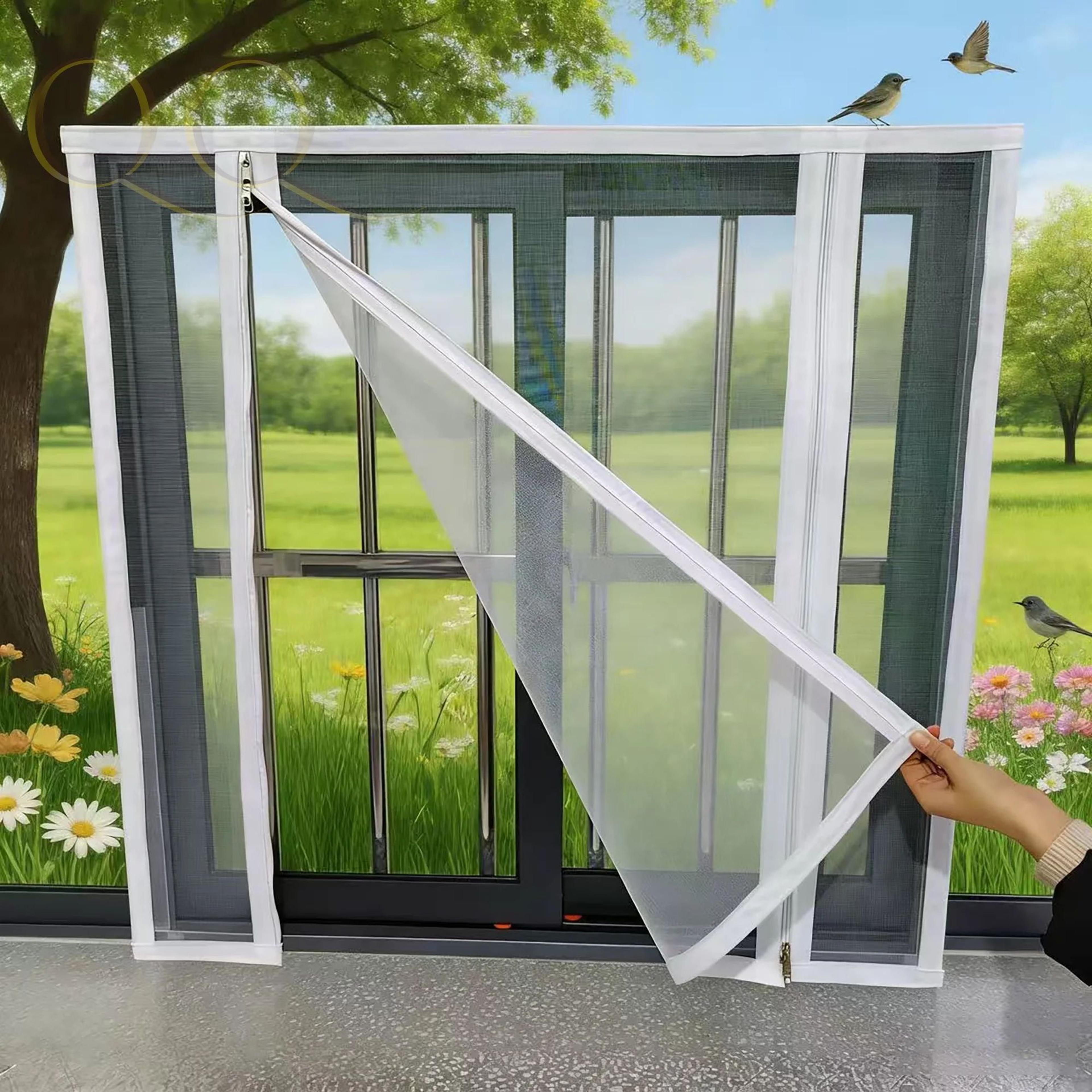 Double Zipper Mosquito Window Screen Self Adhesive Insect Mesh 5