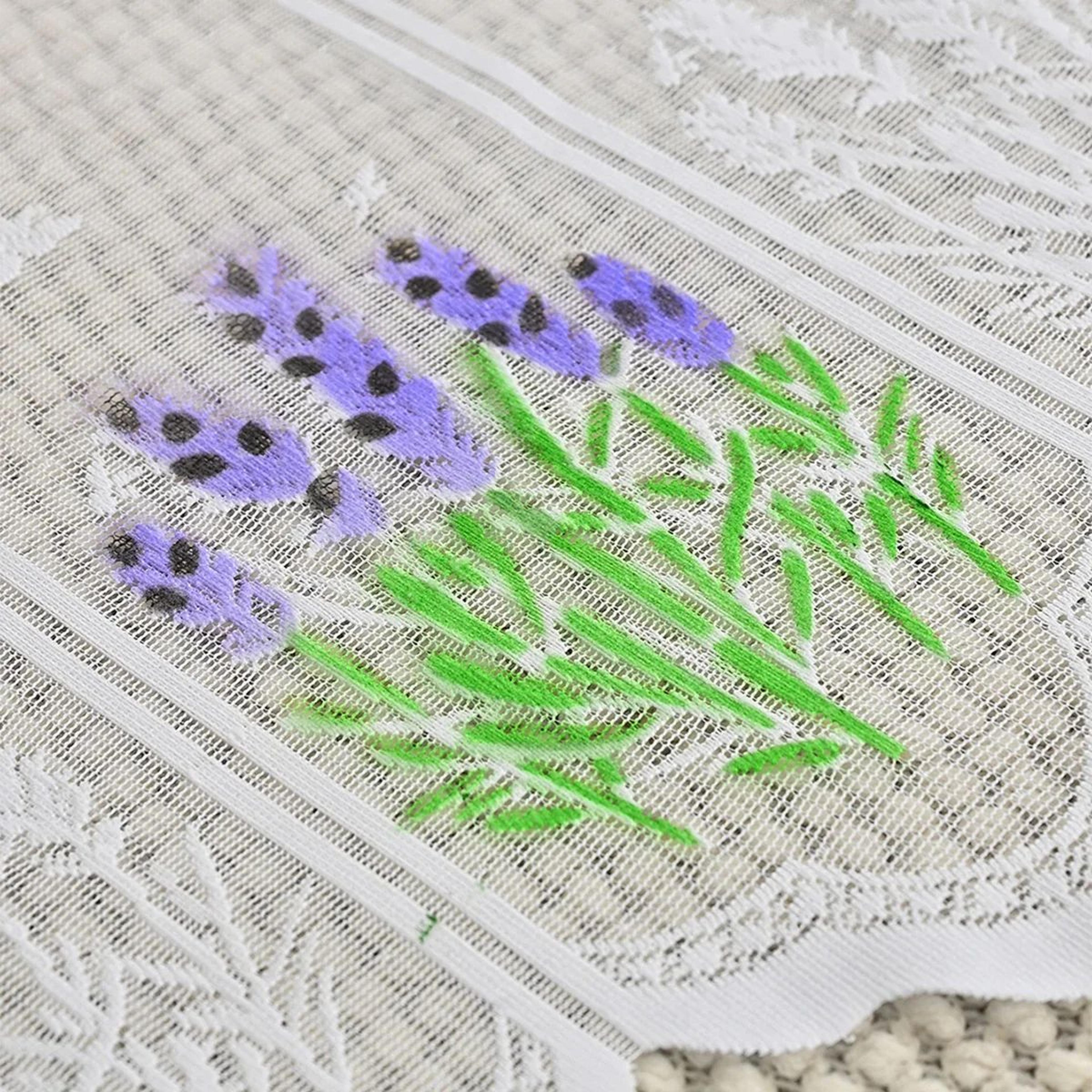 Lavender Lace Kitchen Curtain Rod Pocket Window Valance 5