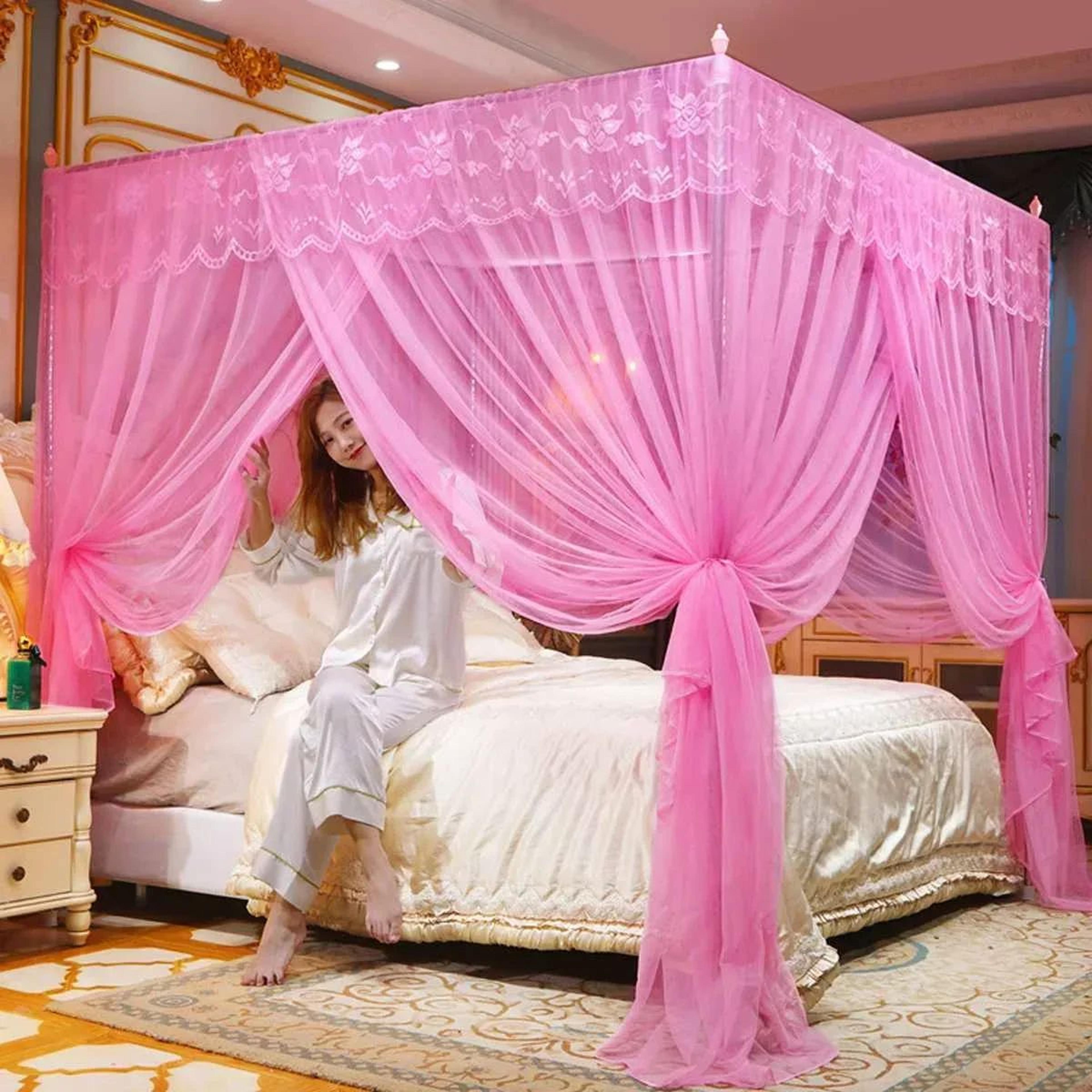 Four Corner Mosquito Bed Canopy Three Door Mesh Curtain 8