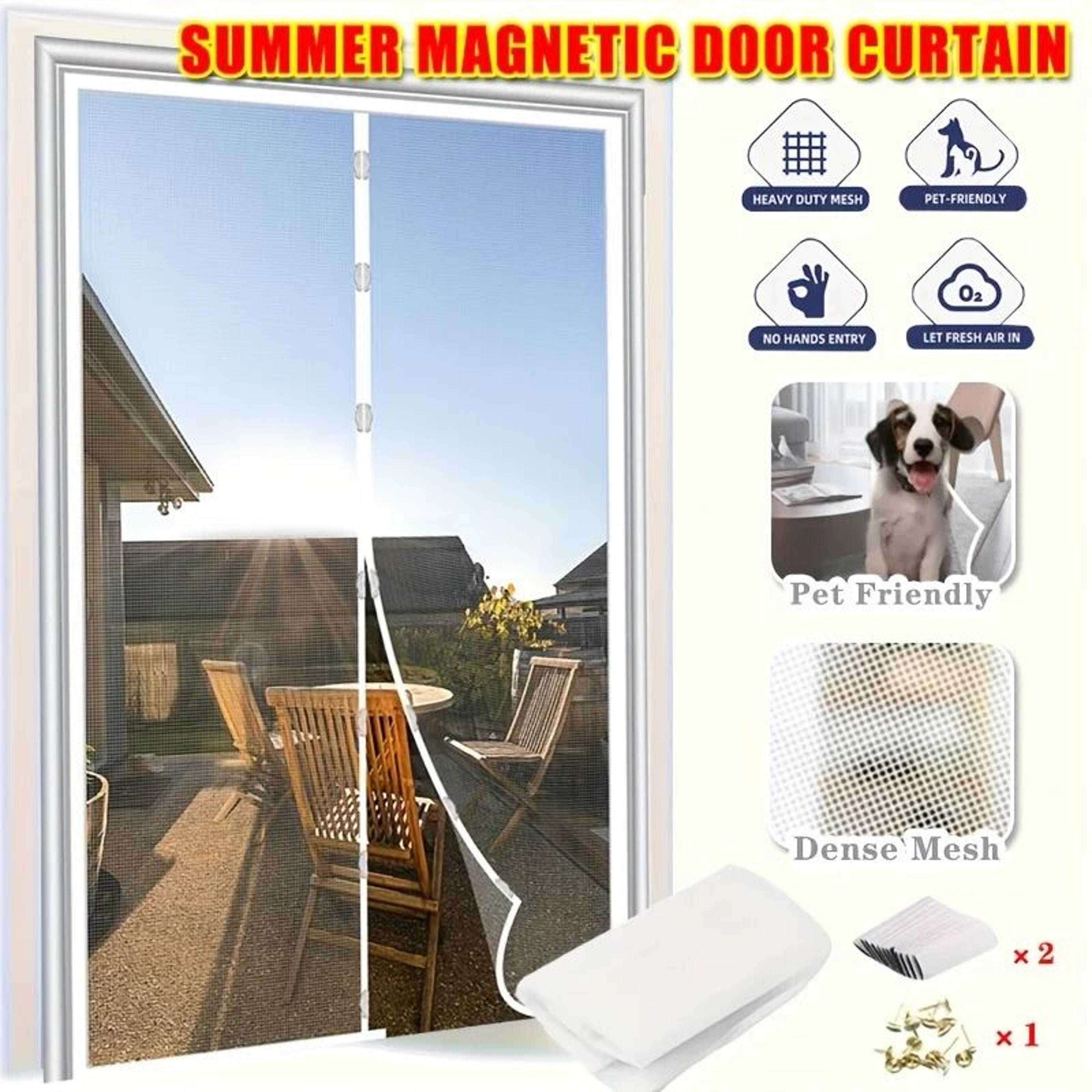 white magnetic mosquito screen door curtain