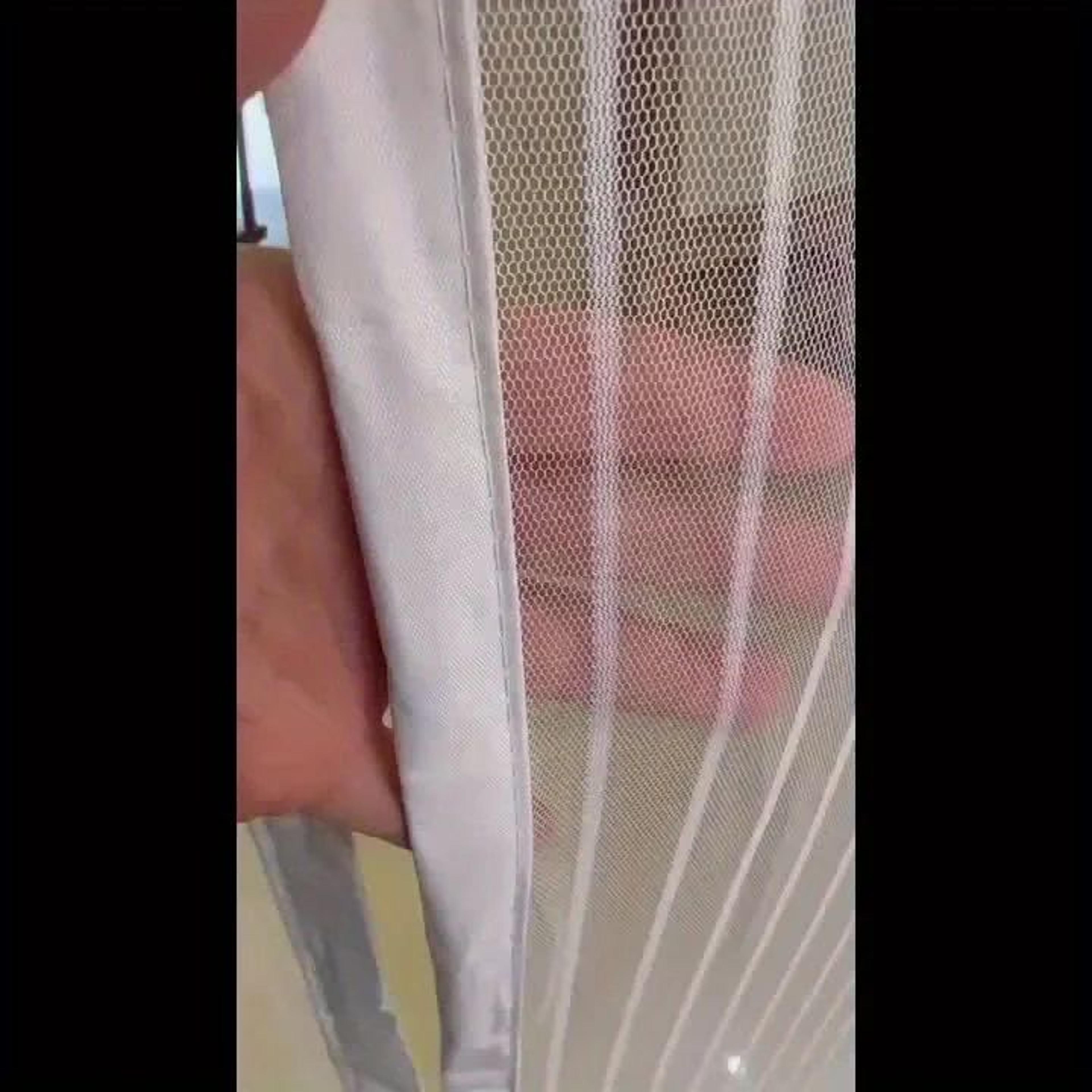 White Striped Magnetic Mosquito Screen Door 5