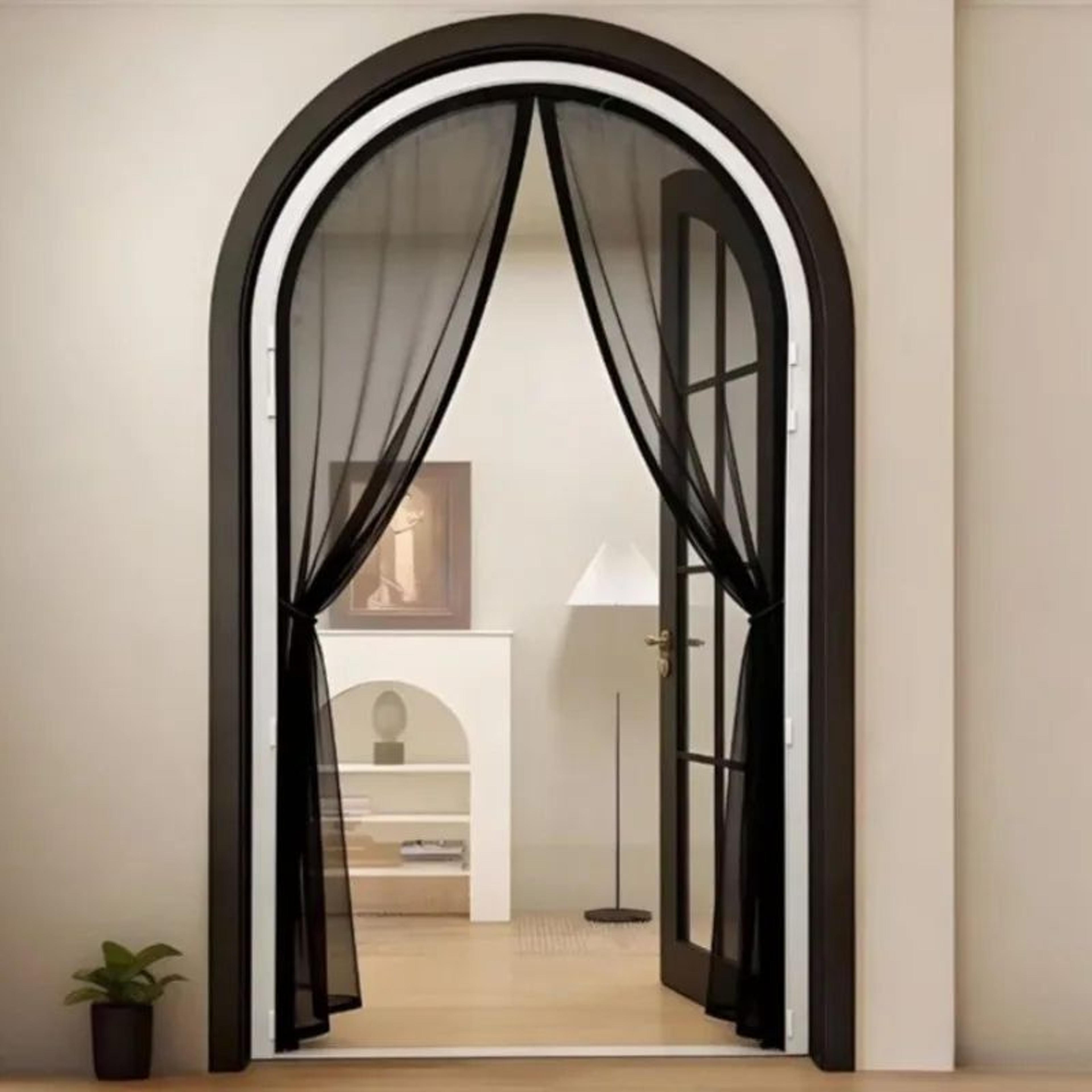 black arched magnetic mosquito door screen