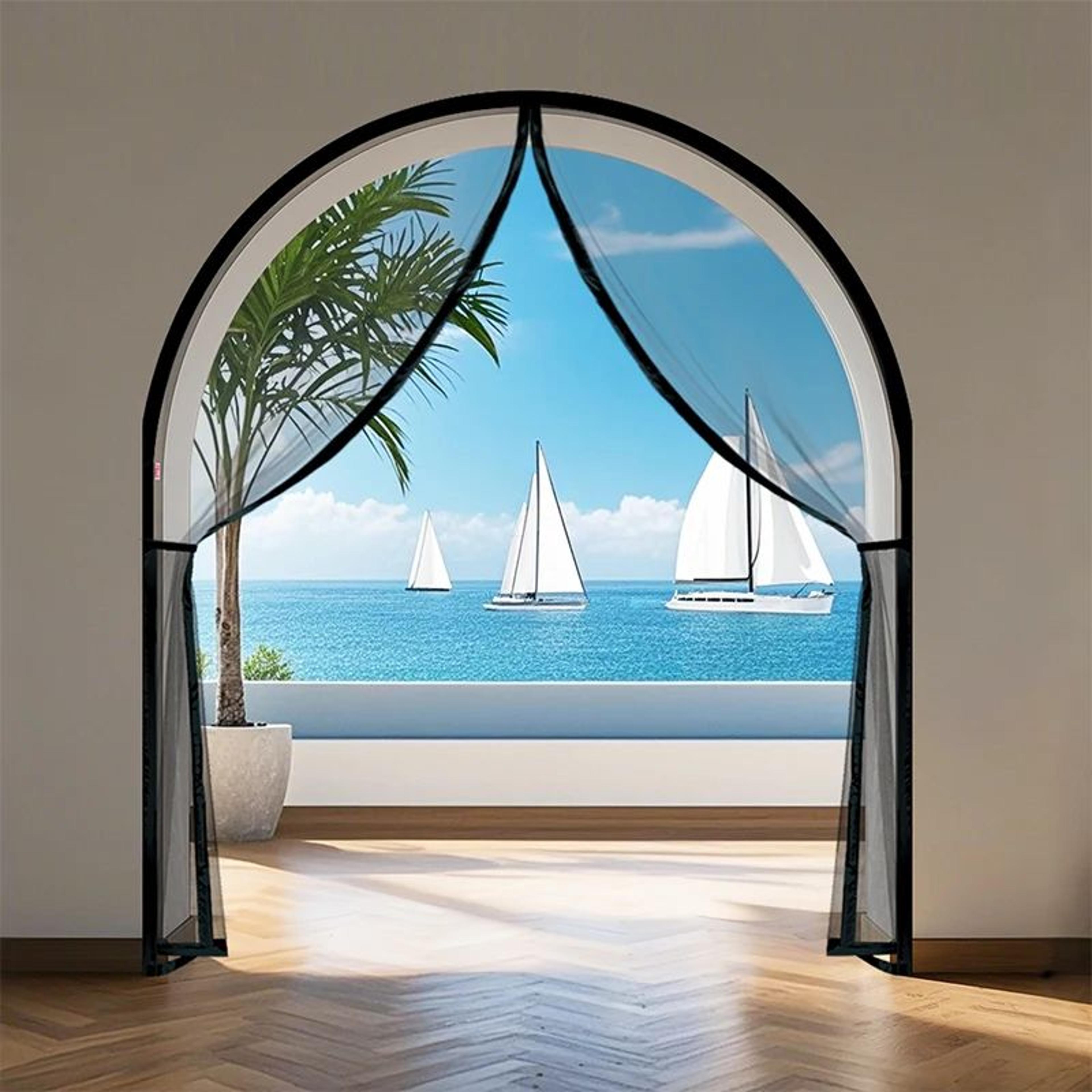 custom curved magnetic fiberglass door screen