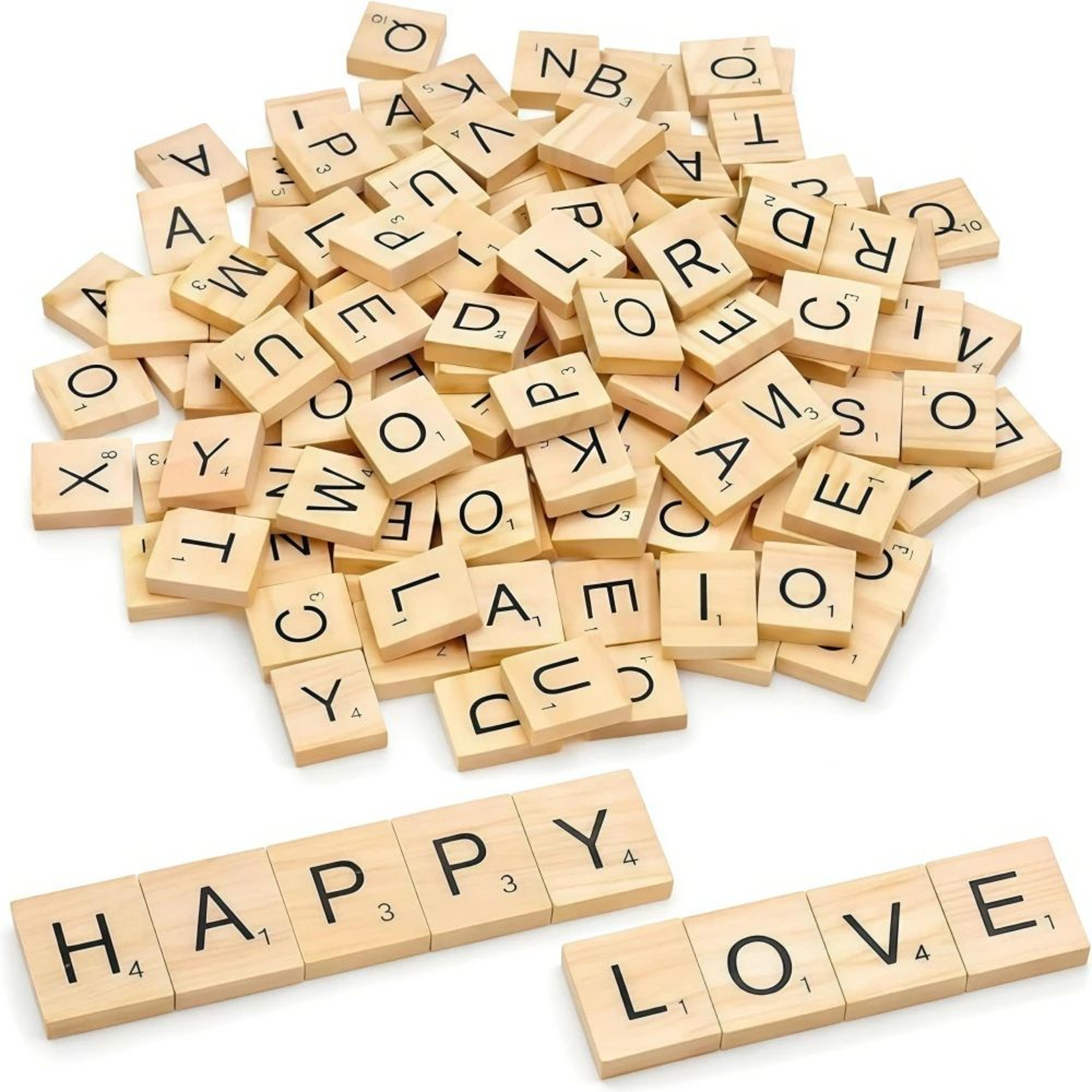 100 piece wooden letter tiles for crafts and diy decorations