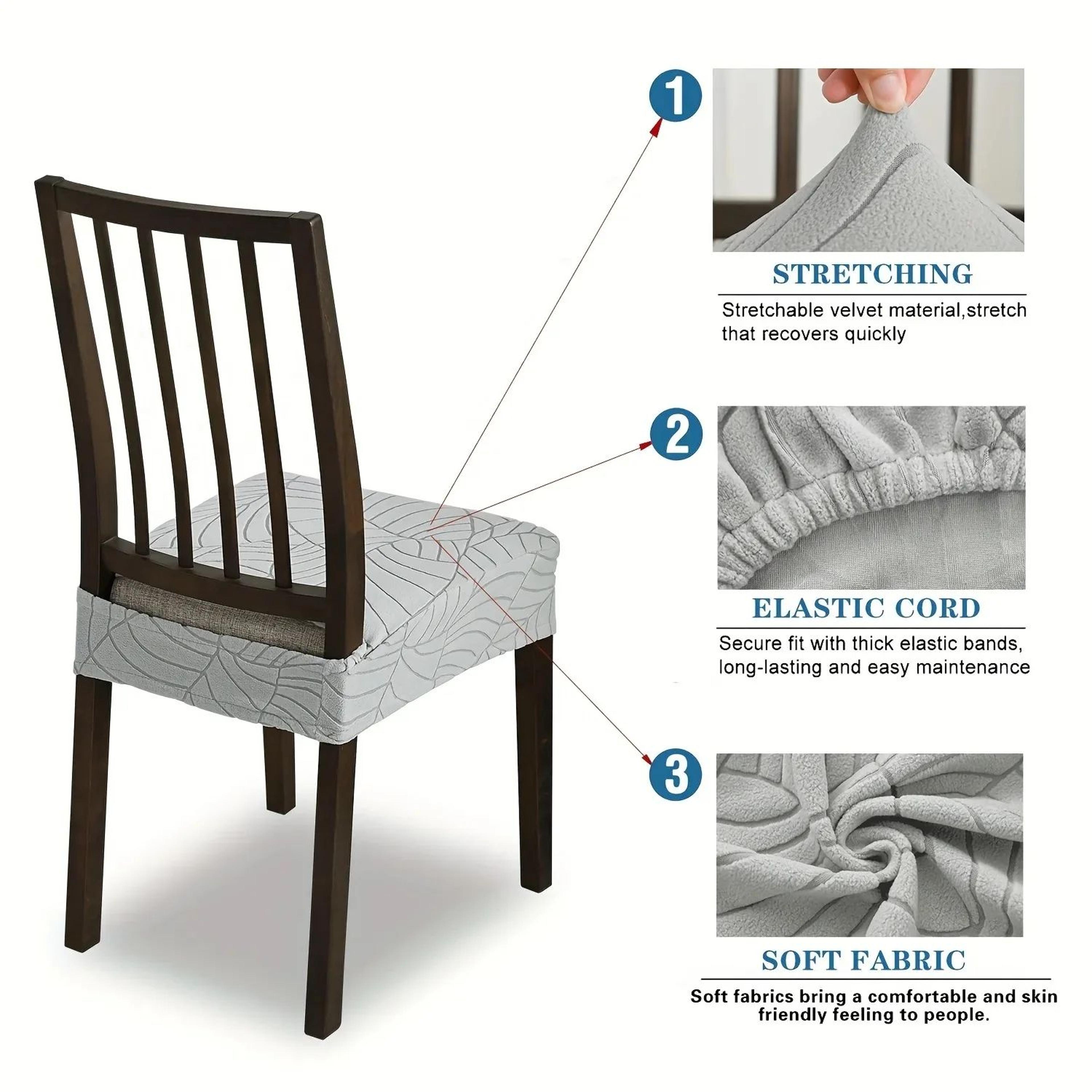 Leaf Jacquard Stretch Dining Chair Cover 5