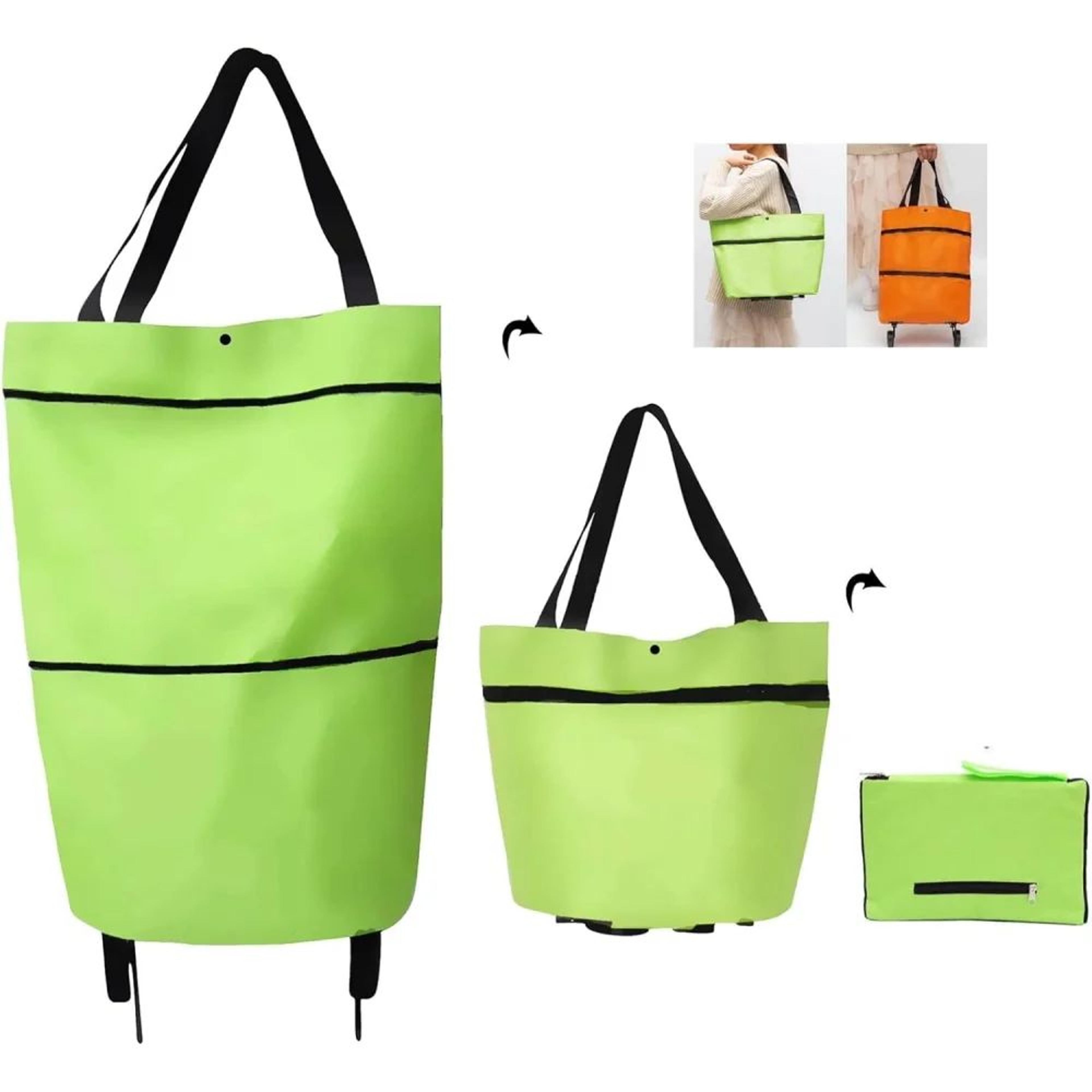 2 In 1 Foldable Shopping Cart Rolling Grocery Bag 0