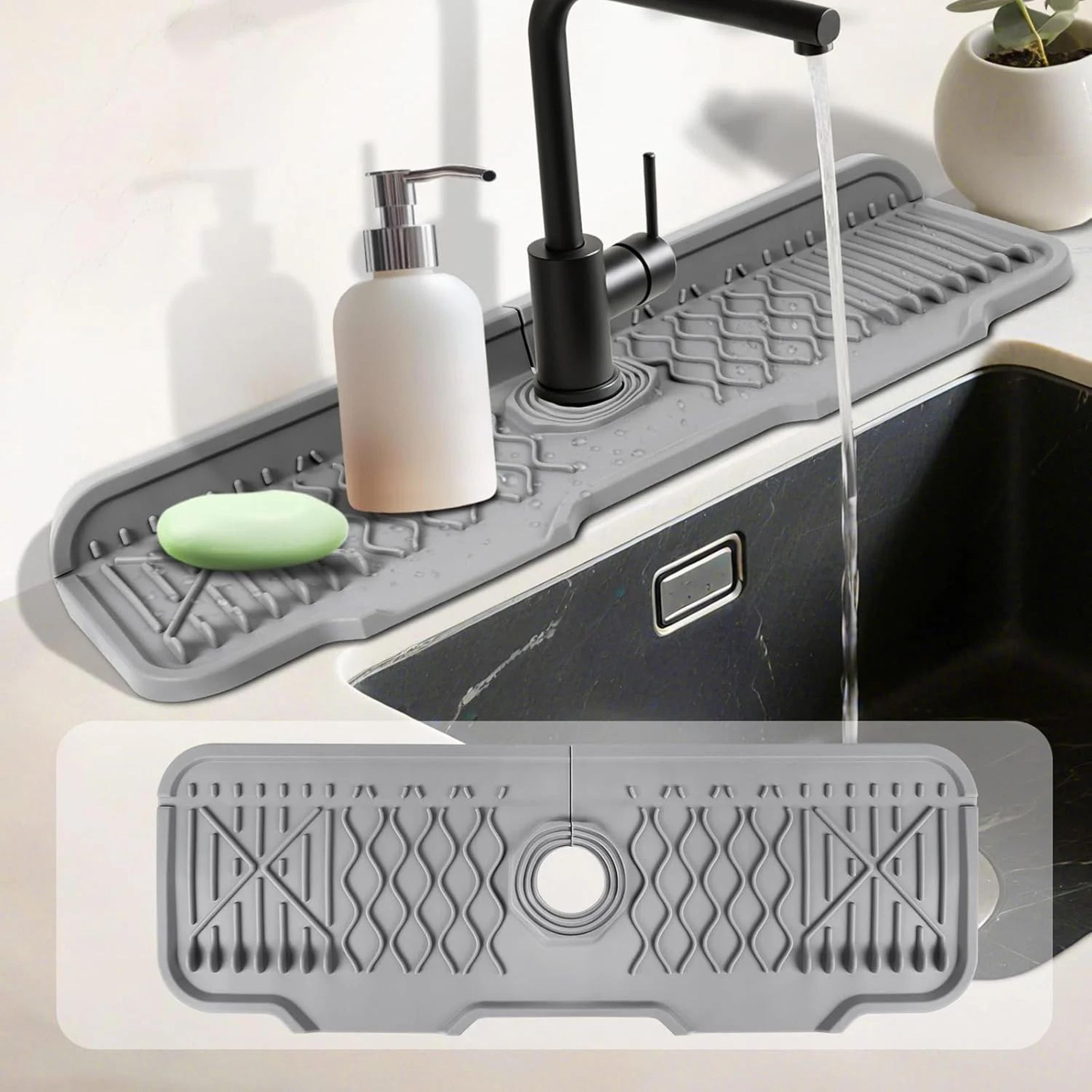 Silicone Kitchen Sink Splash Guard And Drip Tray 2
