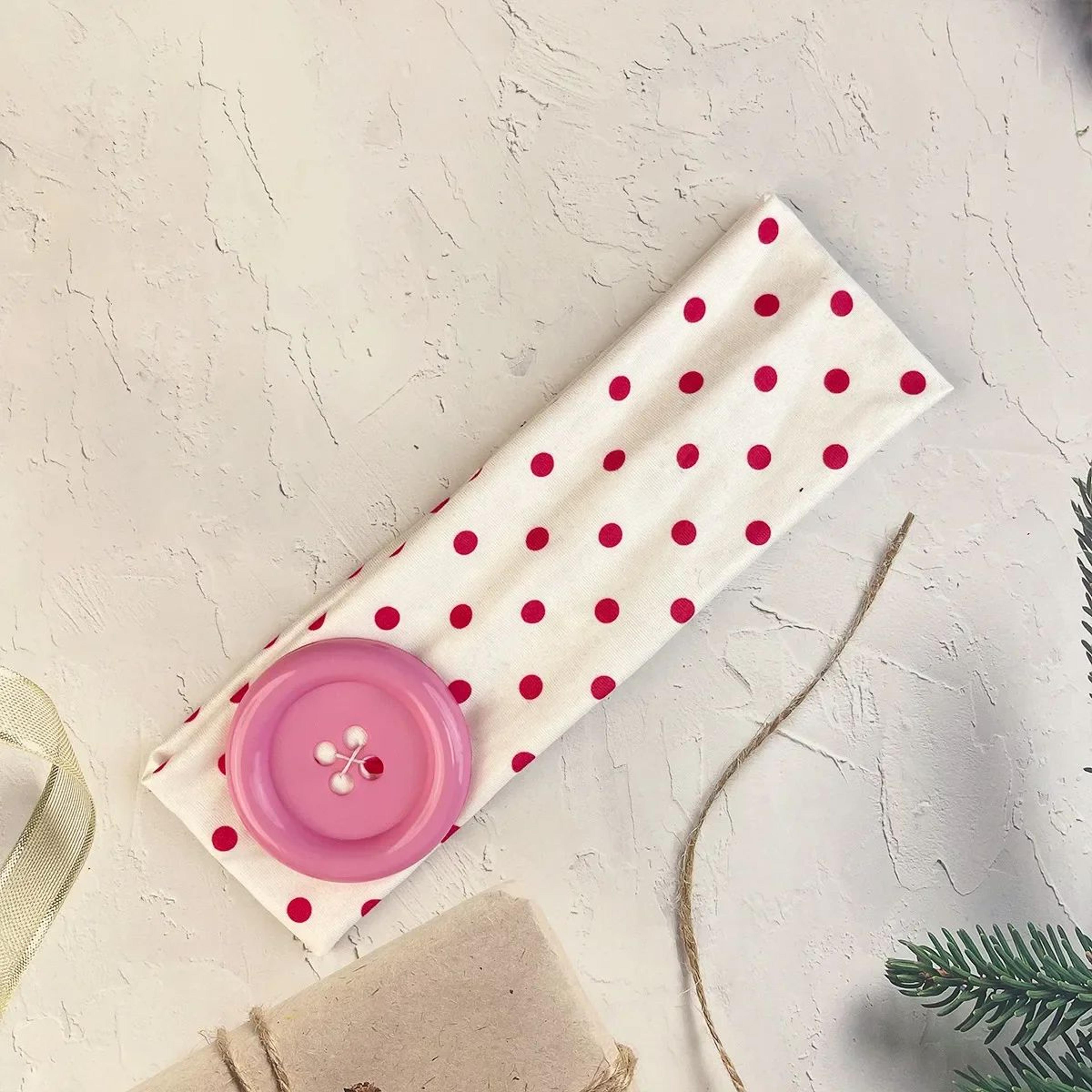 Retro Polka Dot Button Headband 12