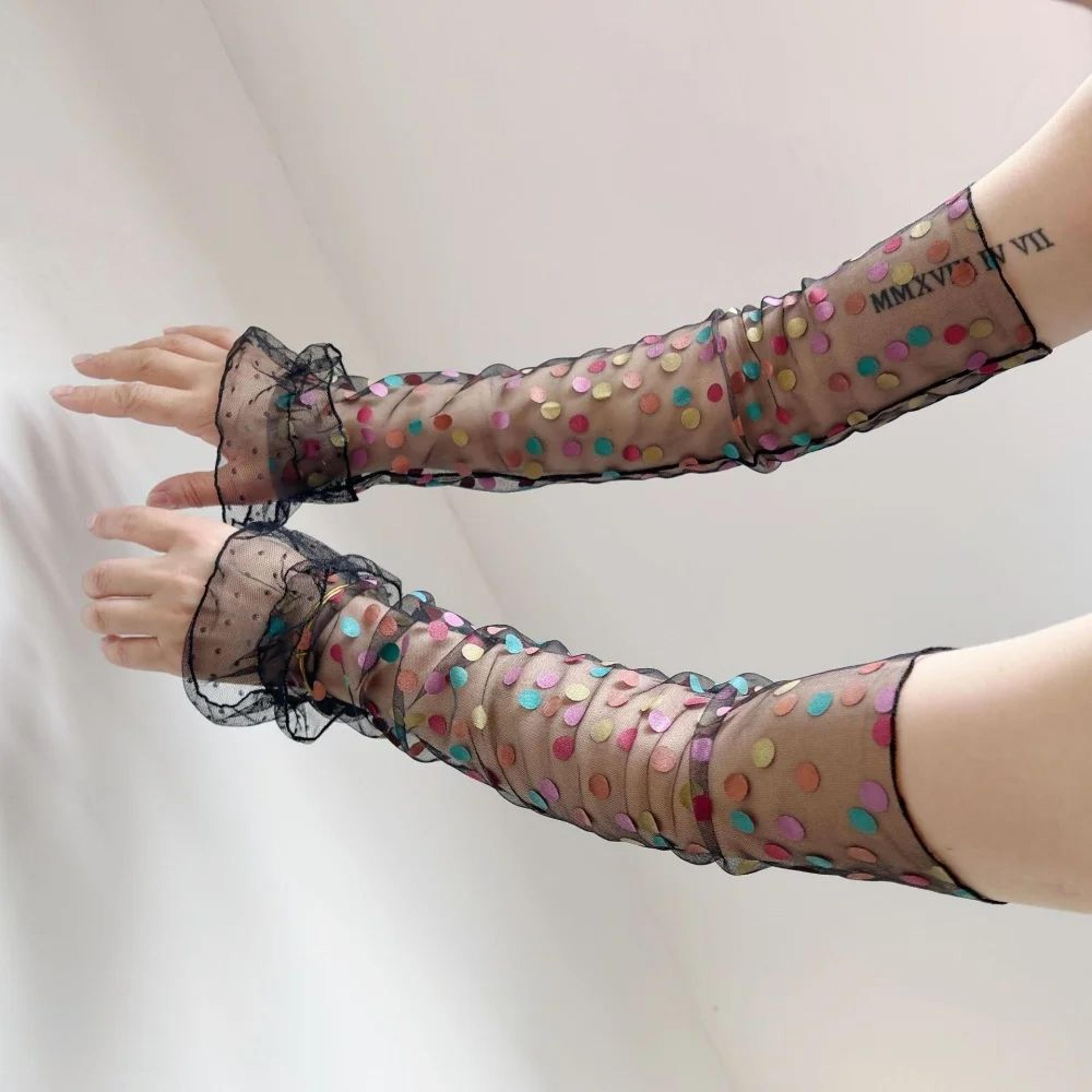 Polka Dot Mesh Fingerless Arm Sleeves 8