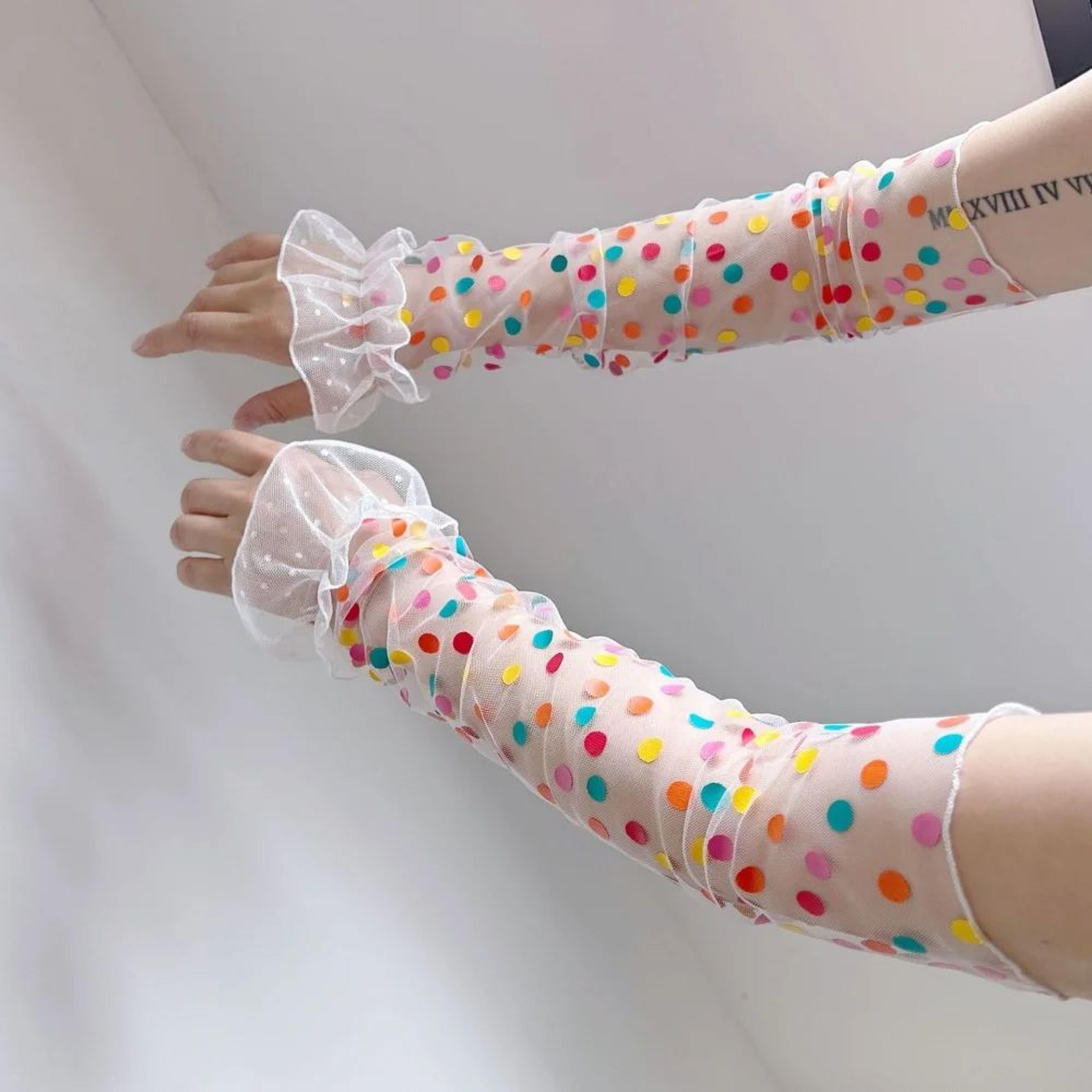 Polka Dot Mesh Fingerless Arm Sleeves 10