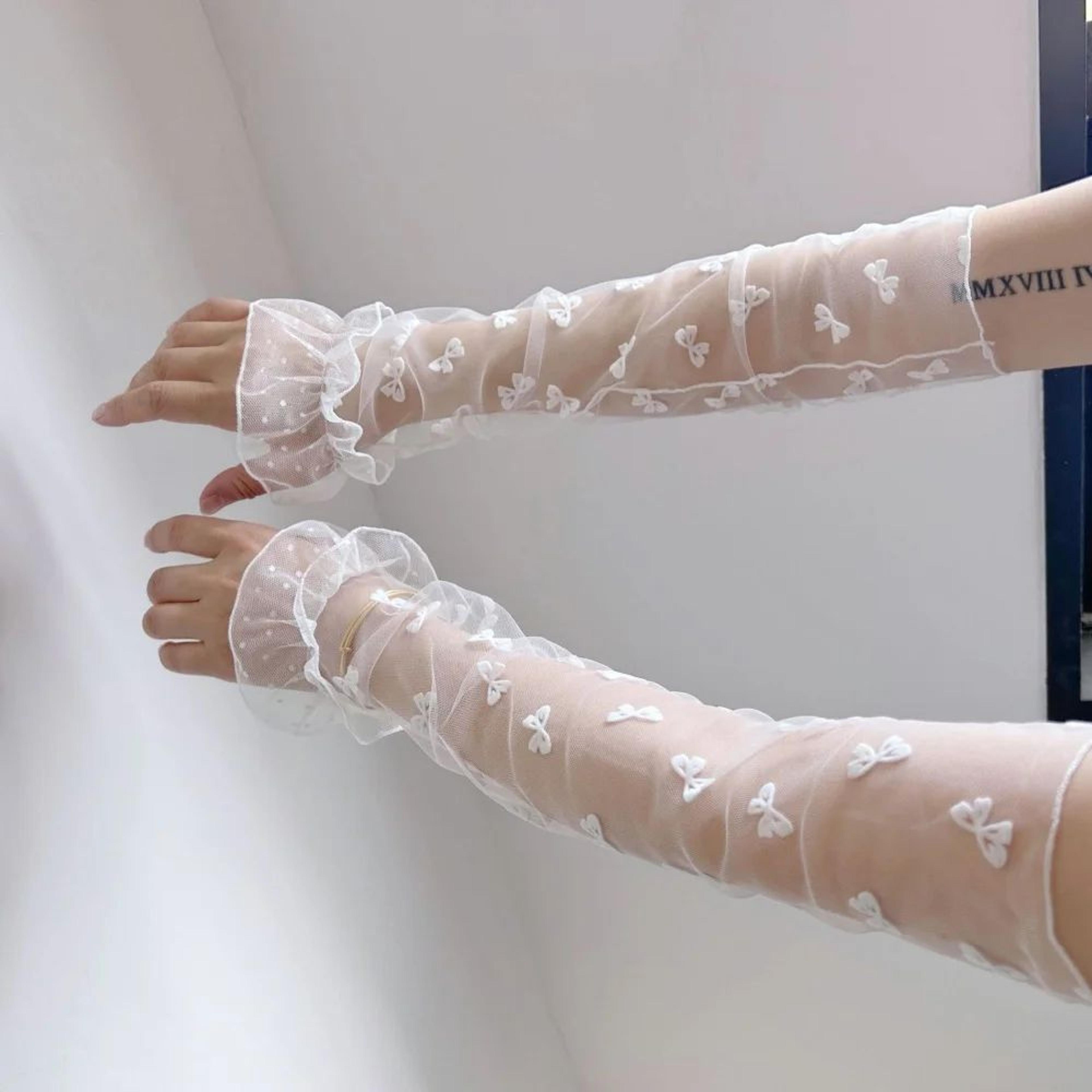 Polka Dot Mesh Fingerless Arm Sleeves 9