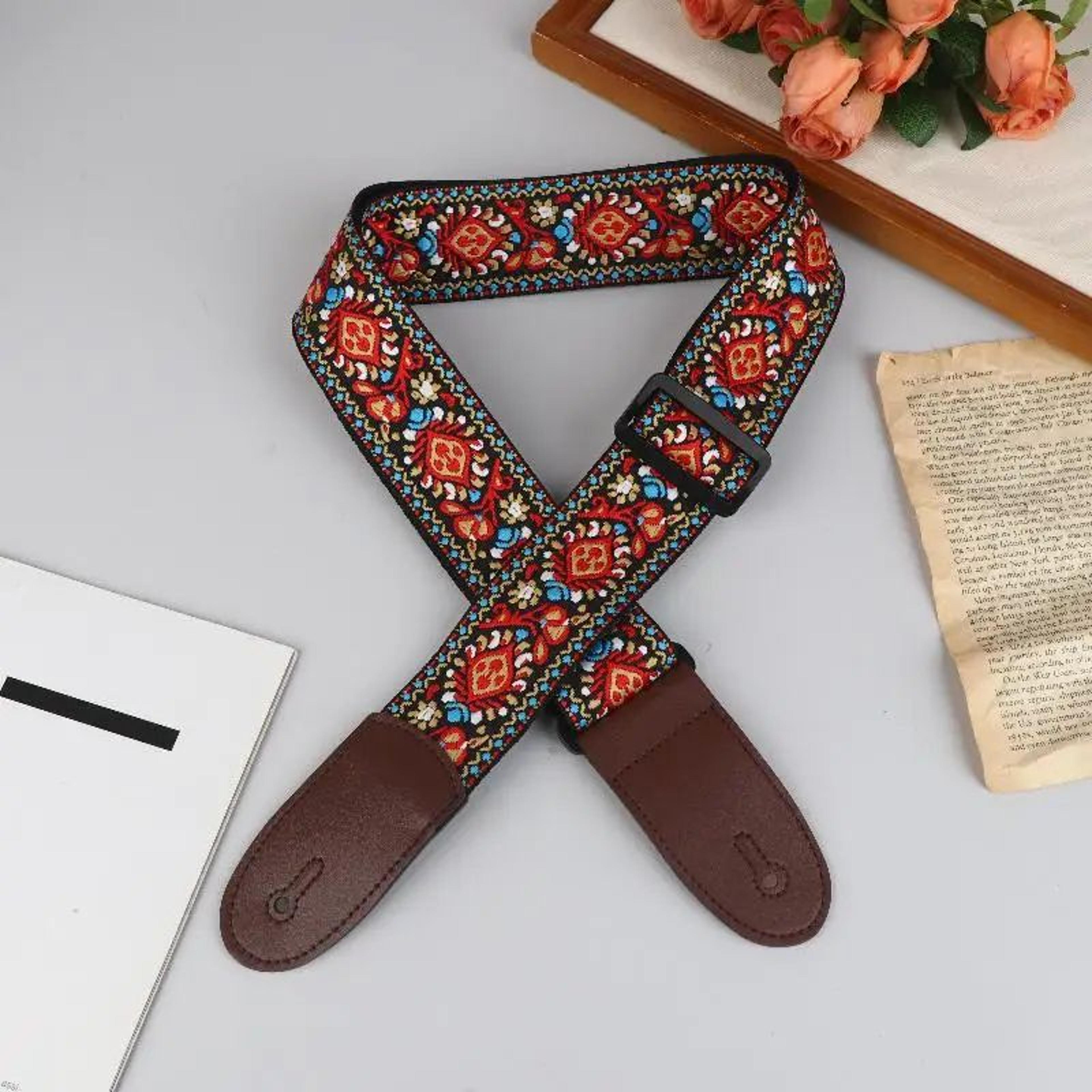 Embroidered Cotton Guitar Strap 9