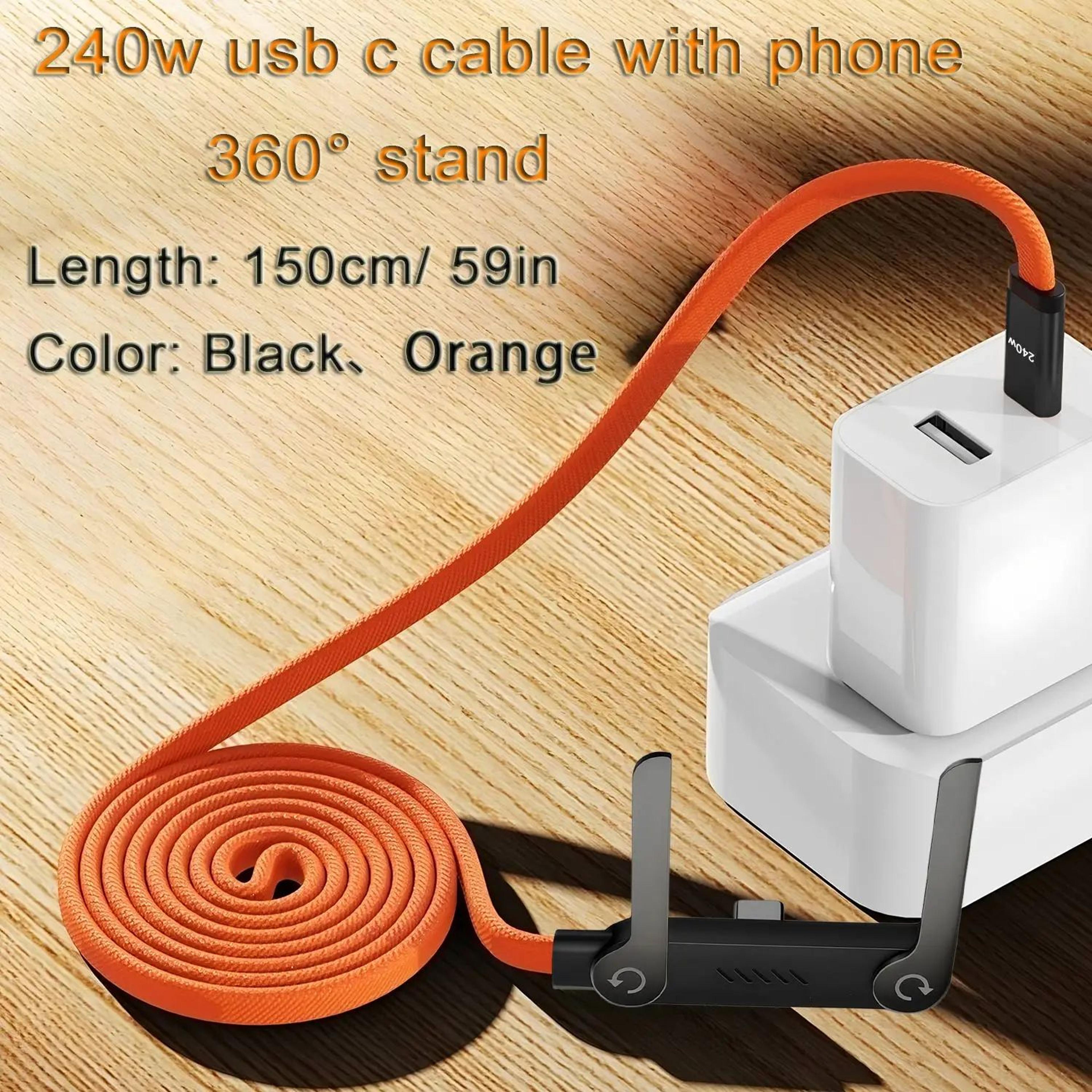 240W 2 In 1 Fast Charging Cable With Phone Stand 5