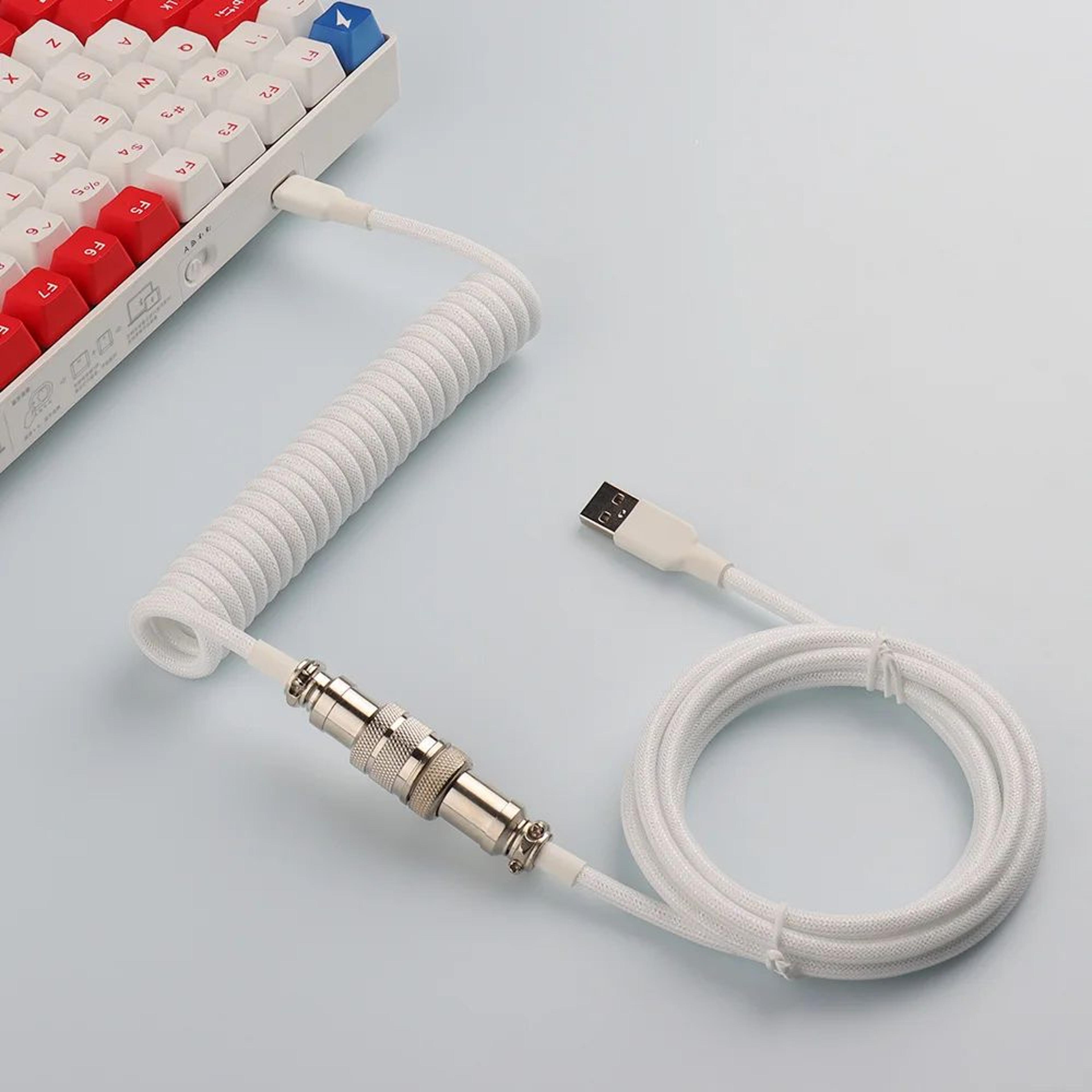 Coiled USB C Keyboard Cable With Aviator Connector 0