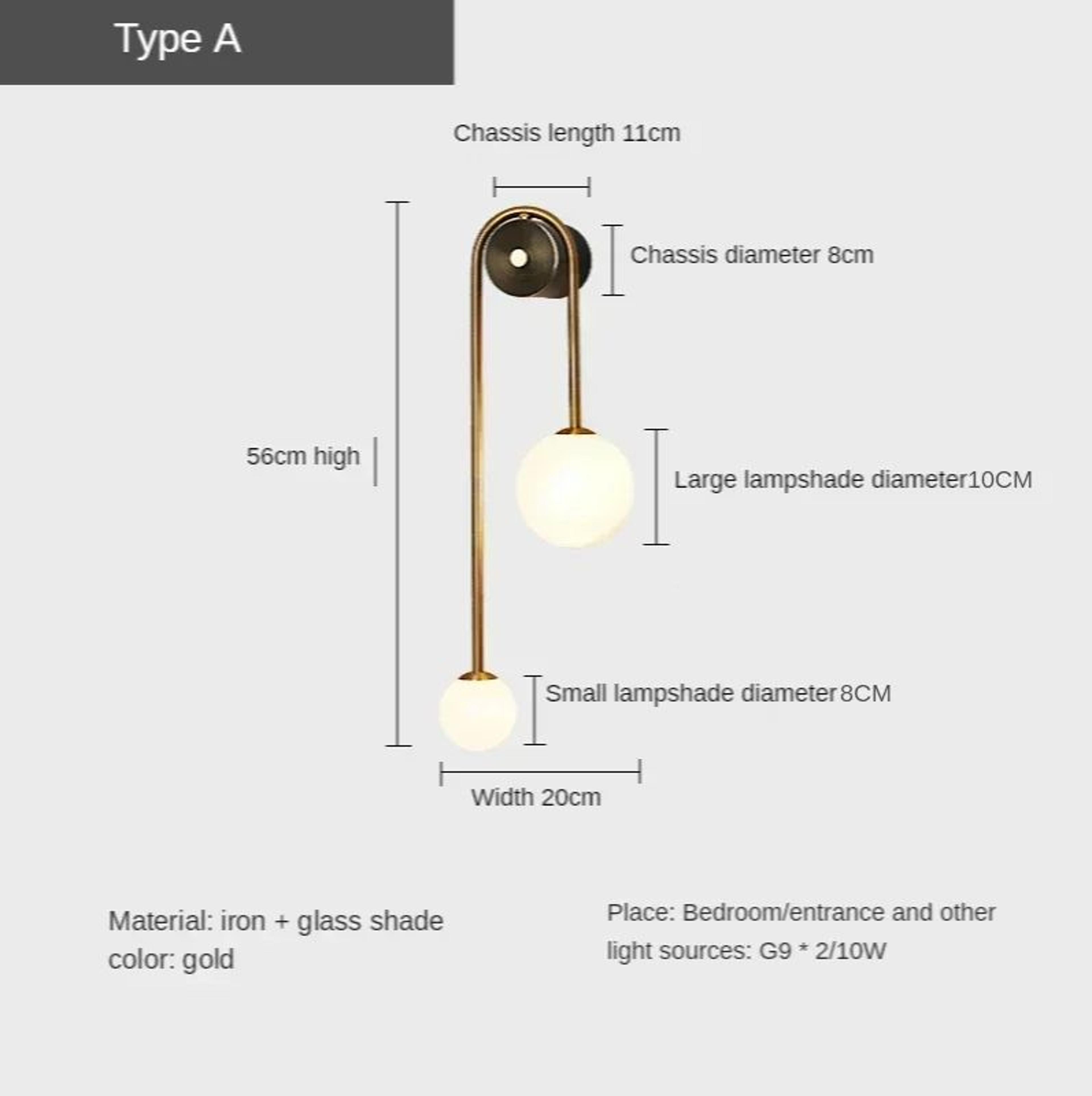 Modern Gold Glass Globe Wall Lamp 8