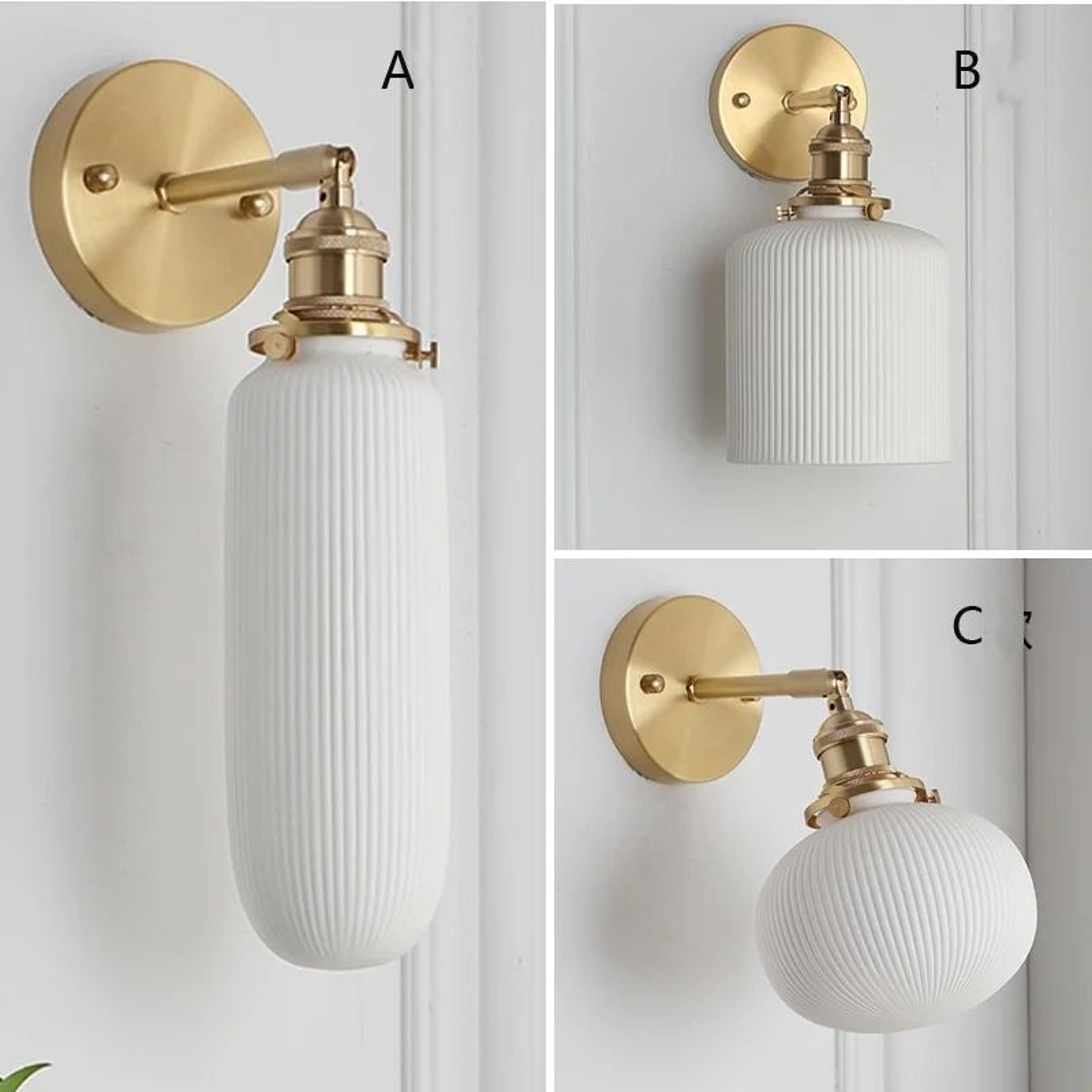 nordic white porcelain brass wall lamp