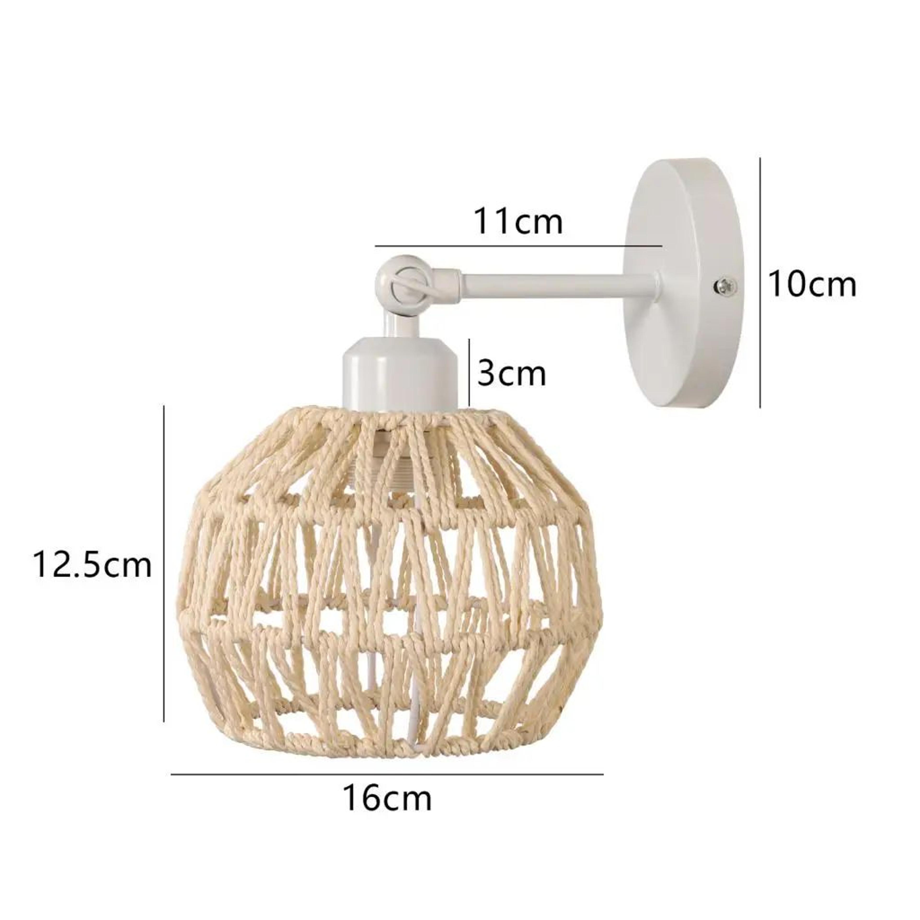 Boho Rattan Hemp Rope Wall Lamp 7