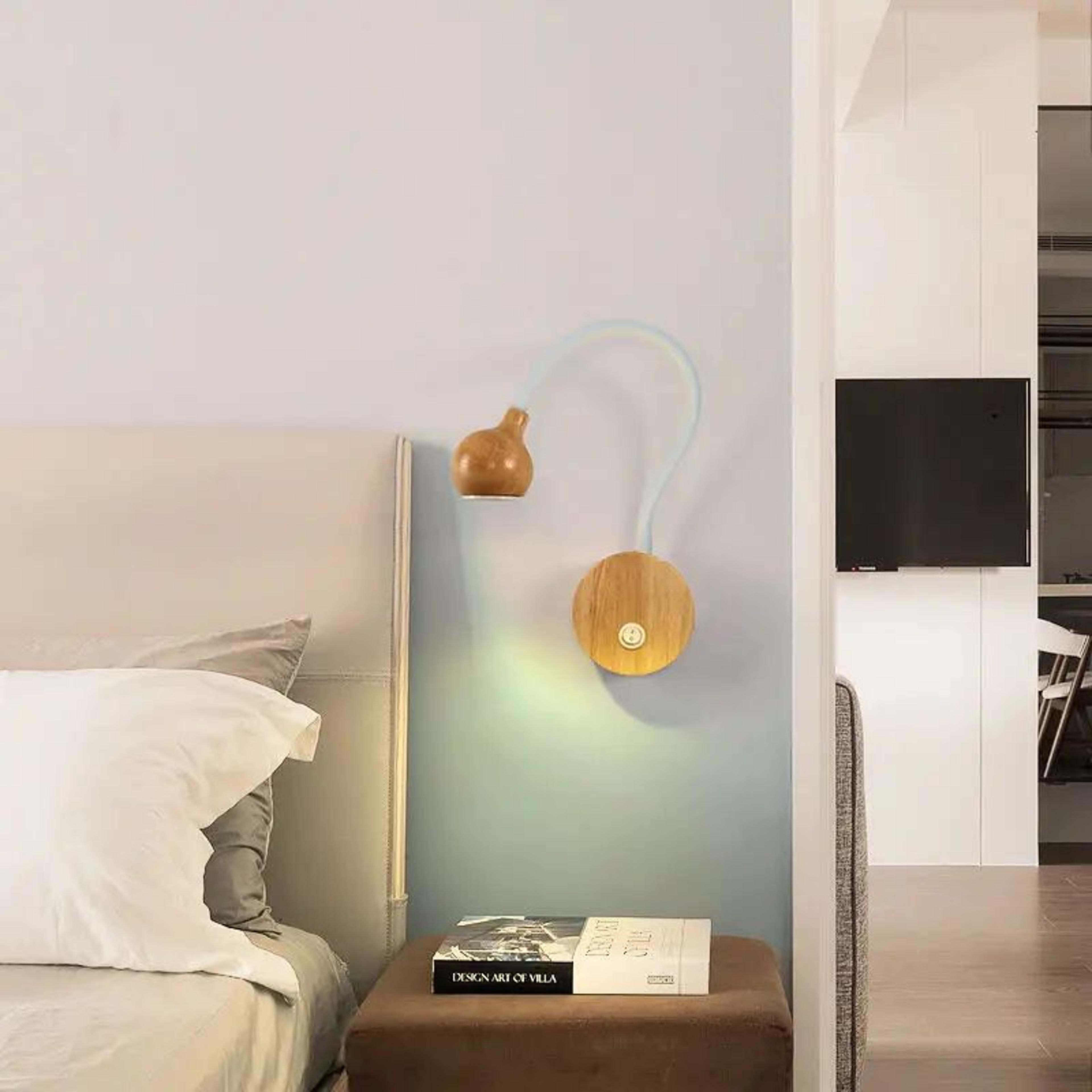 Nordic Wood Adjustable LED Bedside Reading Light 4