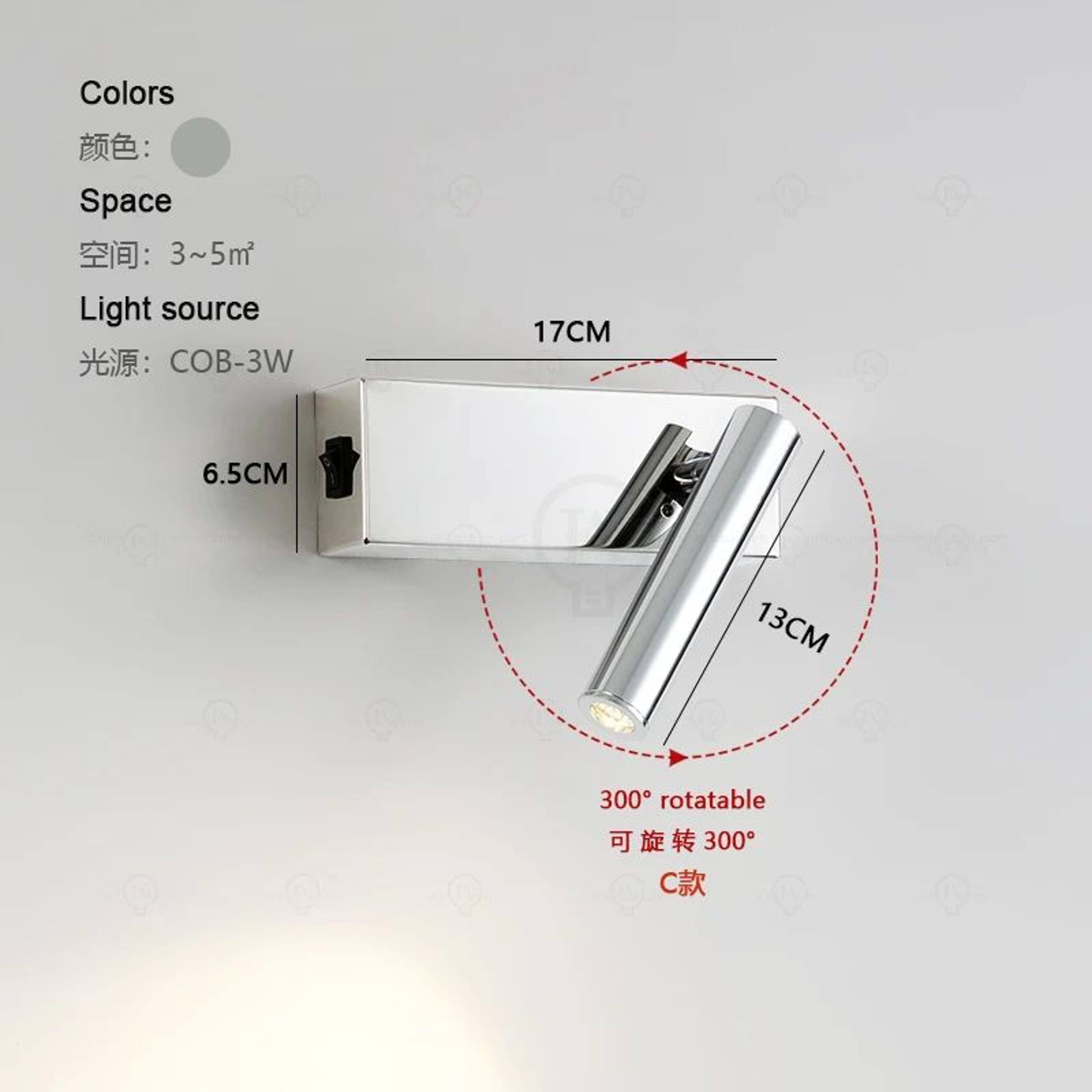 Modern Silver Adjustable Bedside Reading Wall Lamp 8