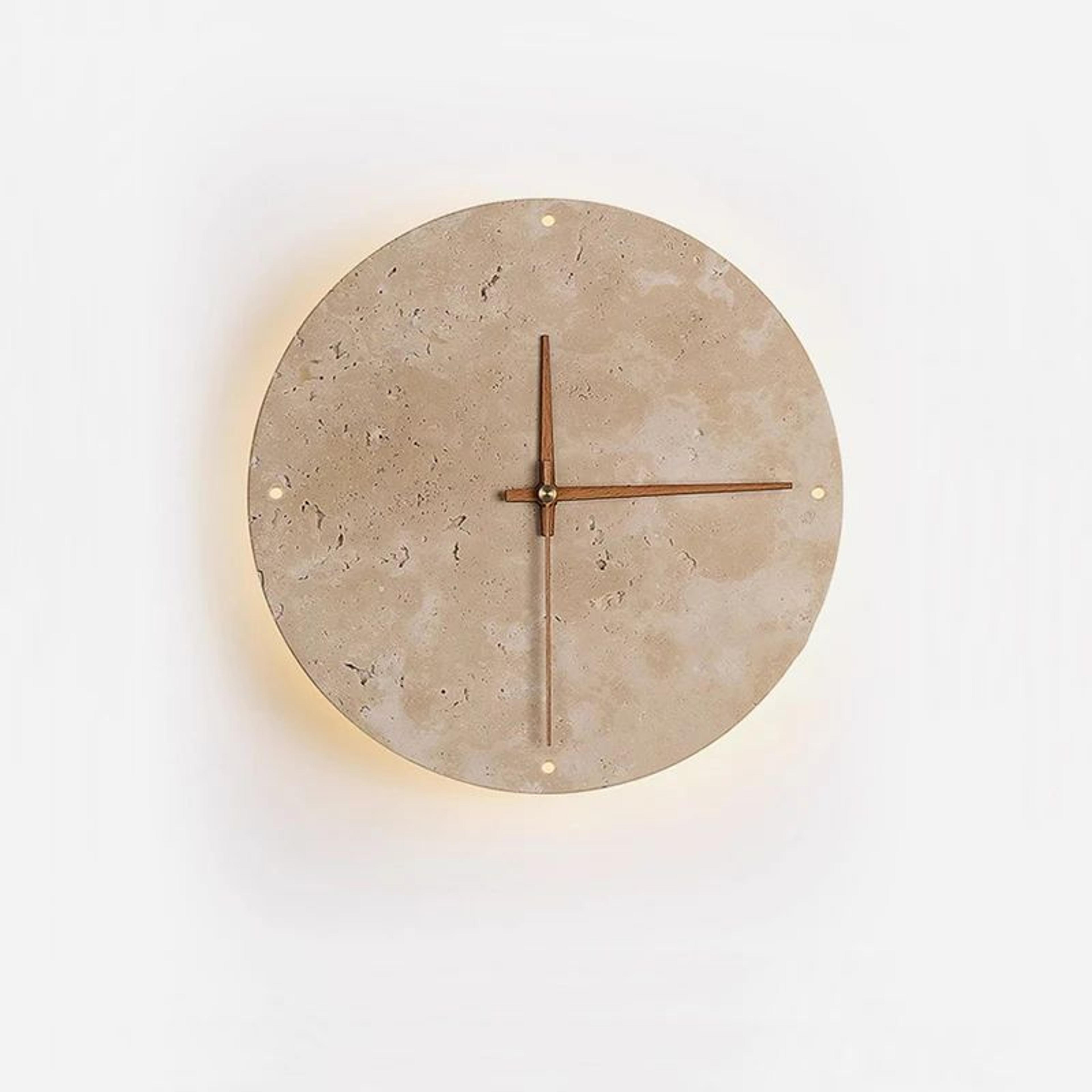 Wabi Sabi Travertine LED Wall Clock Lamp 0