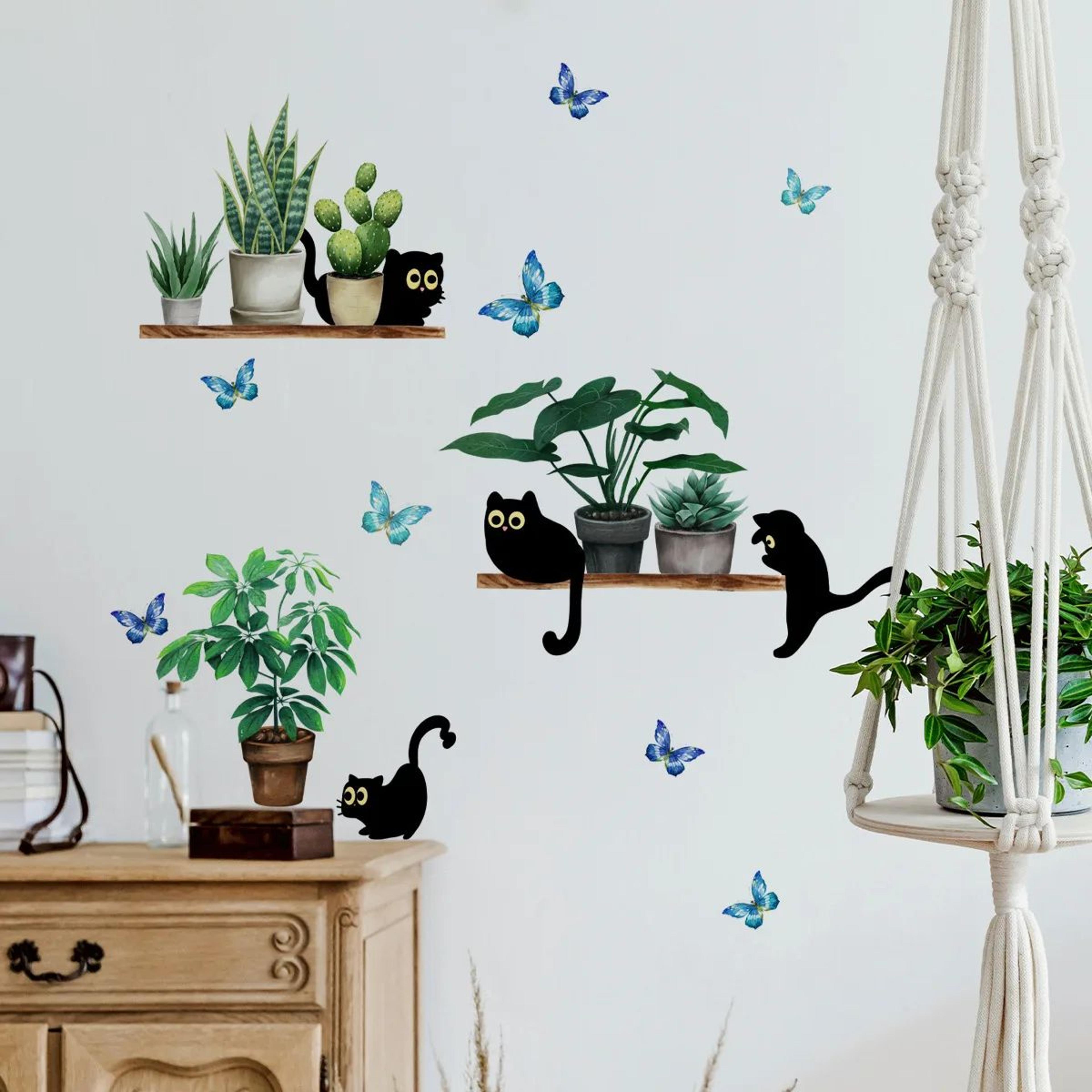 Whiskerleaf Kitten And Plant Wall Decal 3
