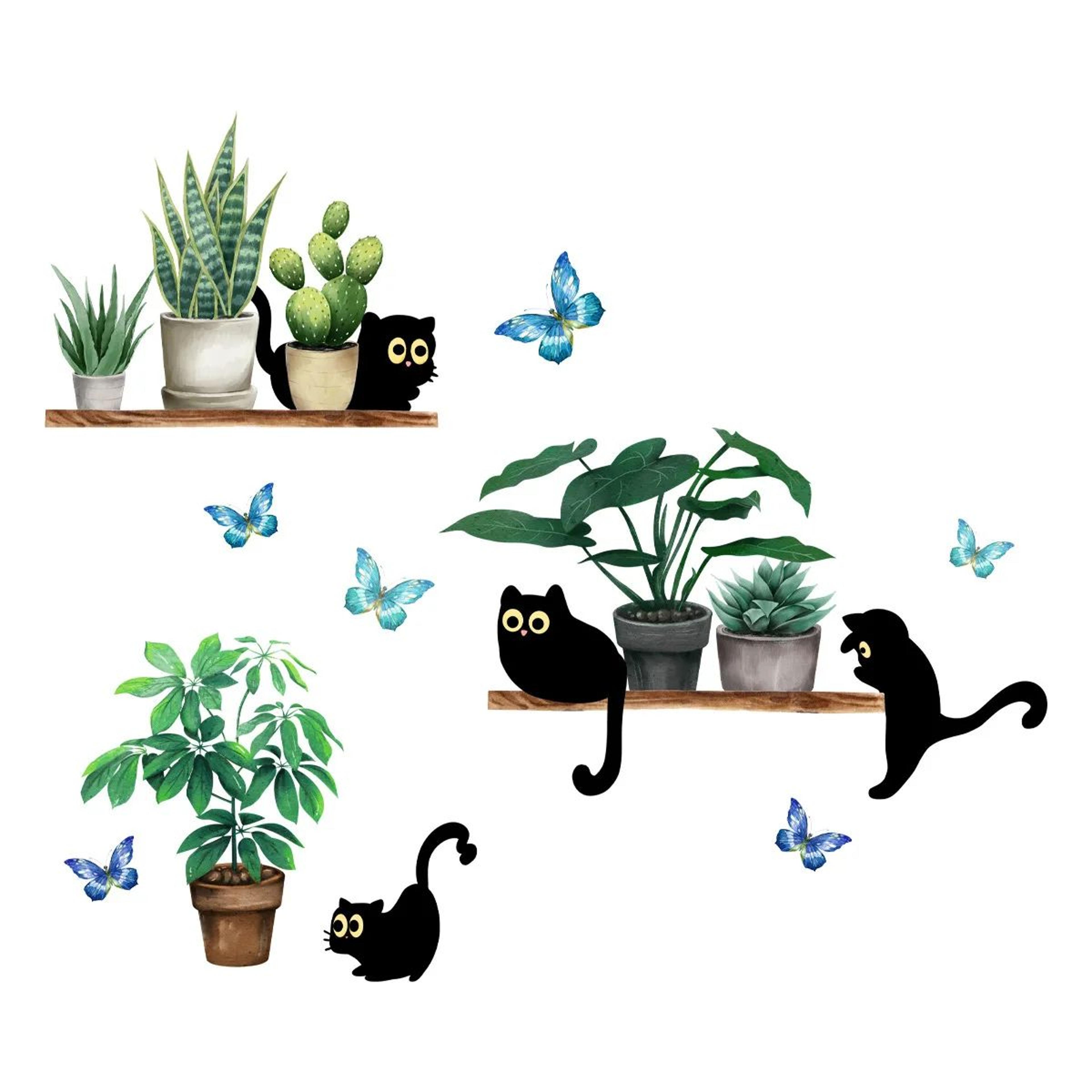 Whiskerleaf Kitten And Plant Wall Decal 5