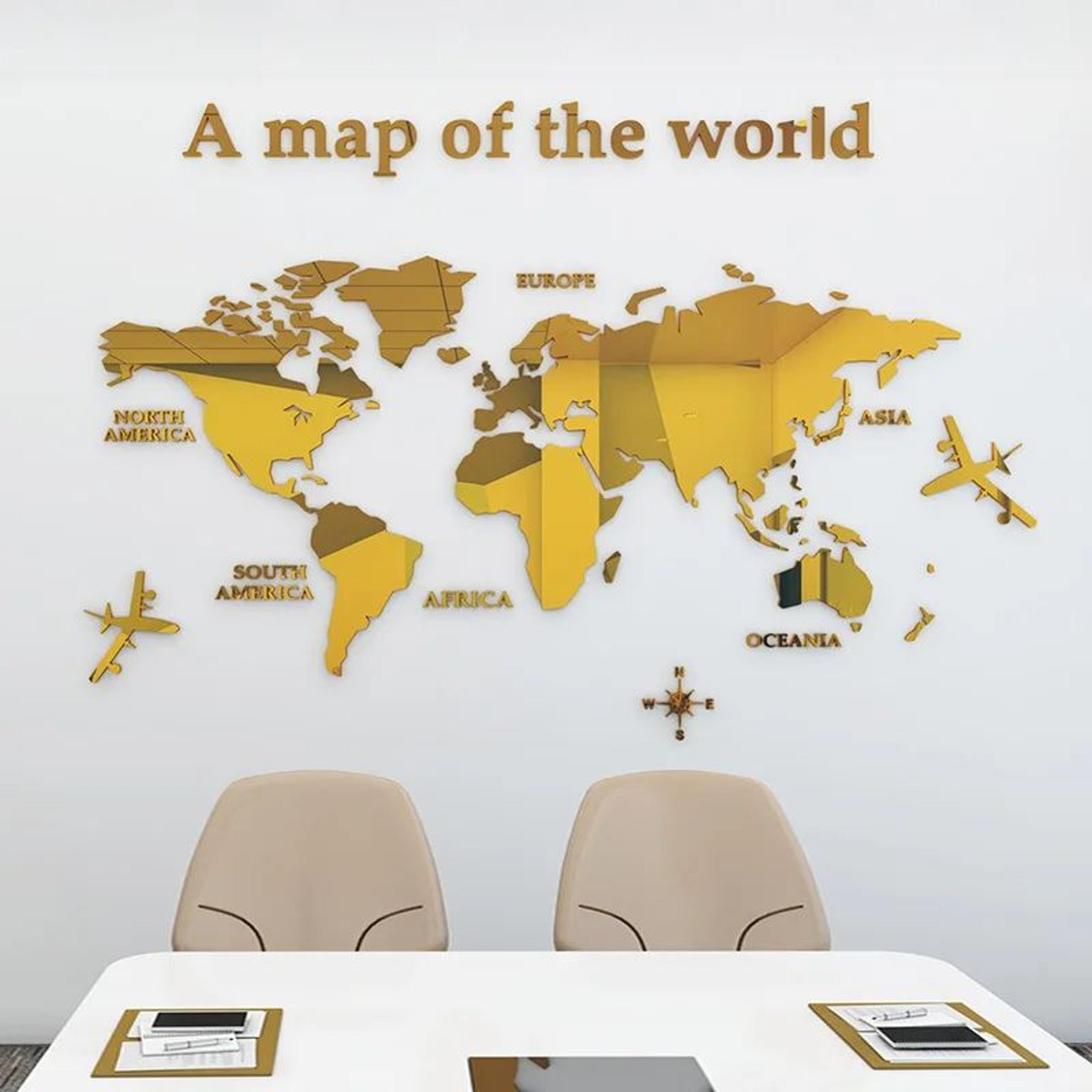 AtlasReflect 3D Acrylic World Map Wall Decor 5