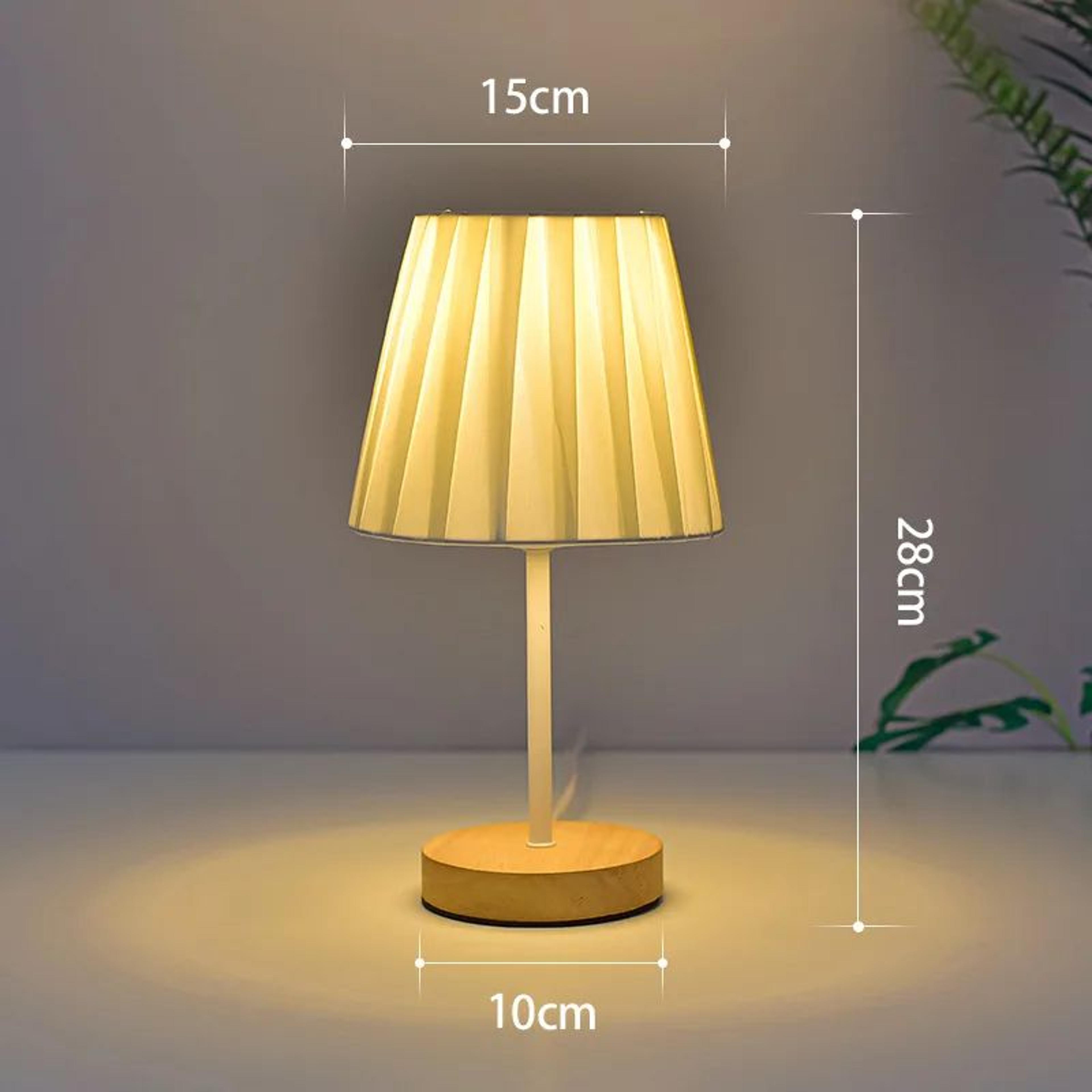 Solid Wood Fabric USB Bedside Lamp 4