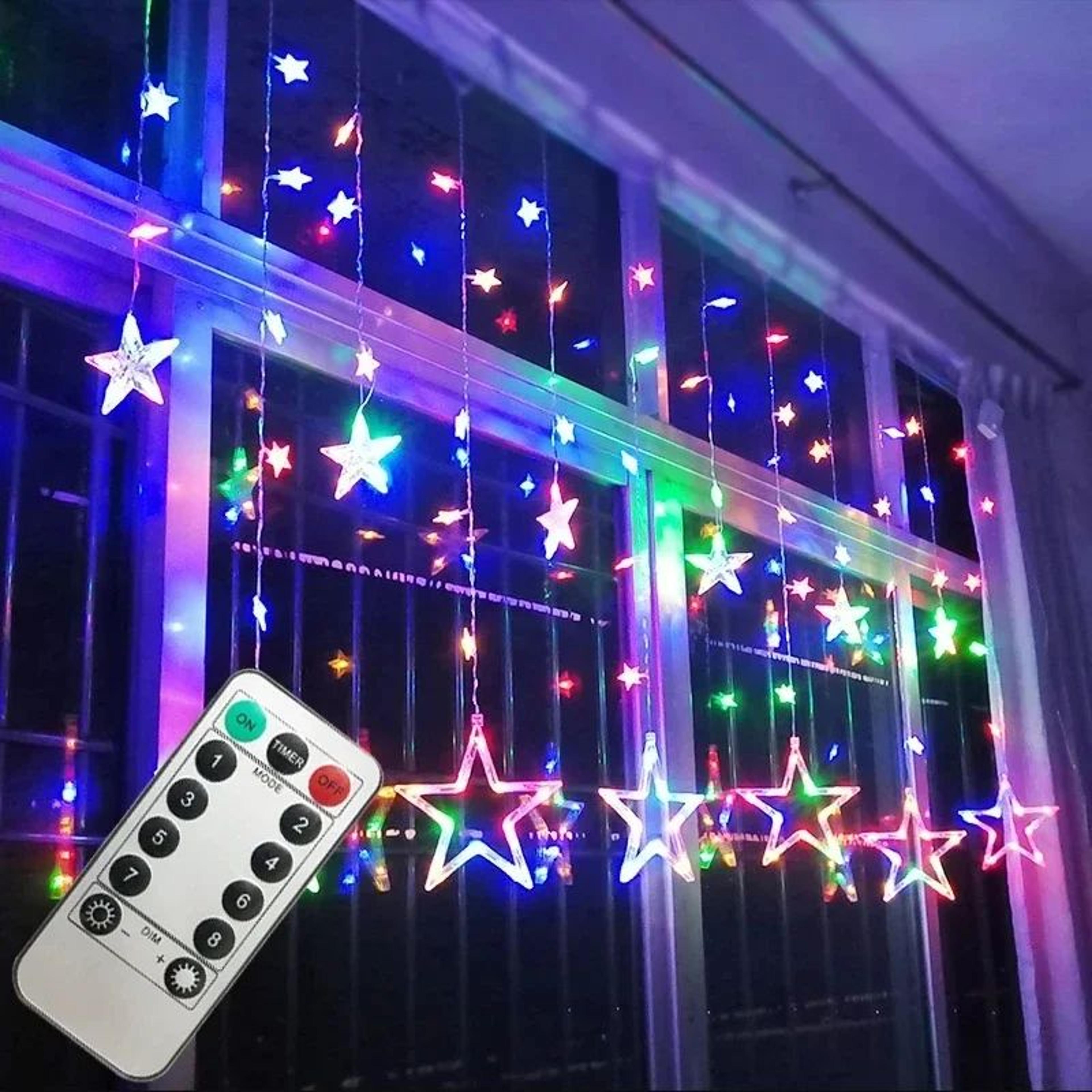 Remote Star Curtain String Lights 4