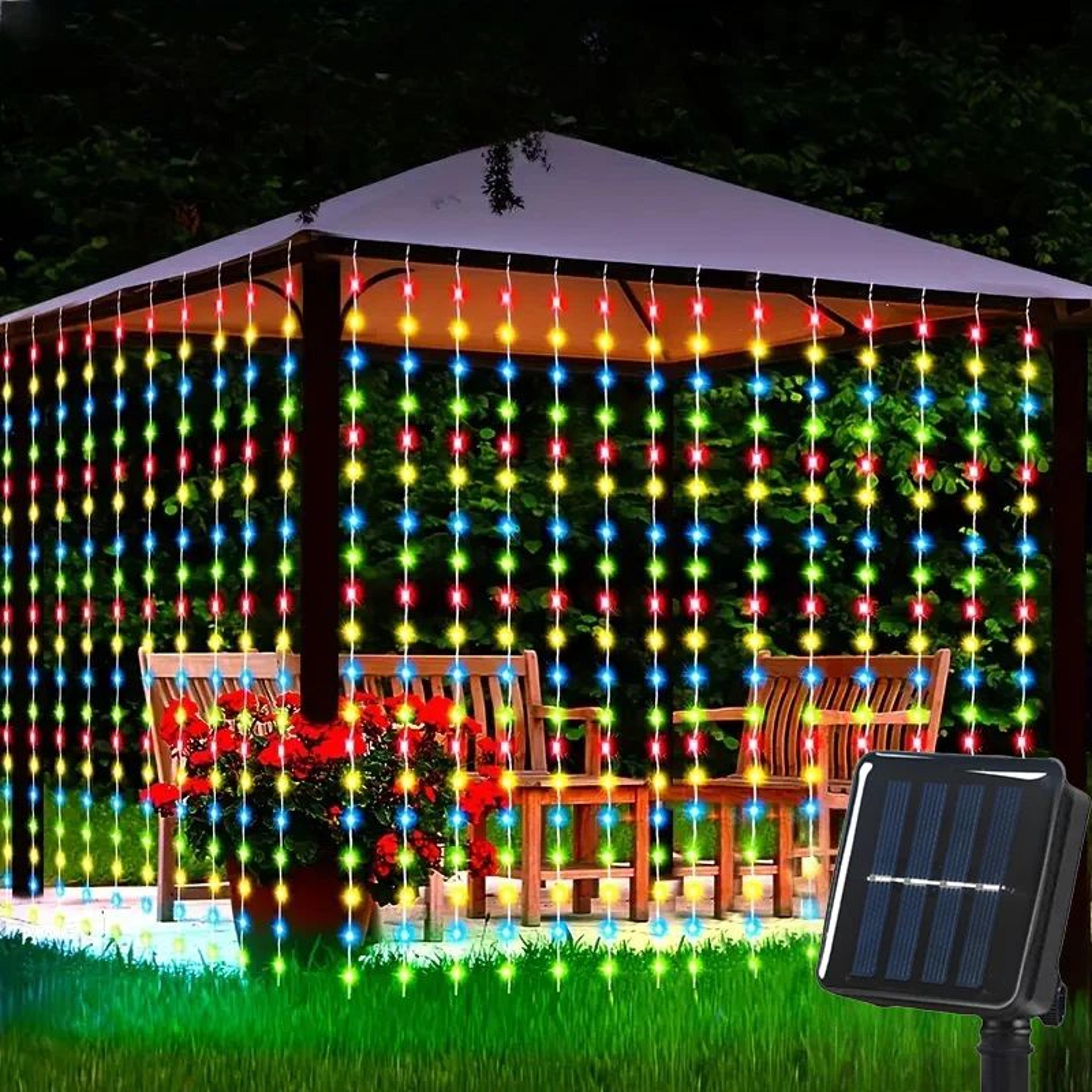 Solar Powered LED Curtain String Lights 8