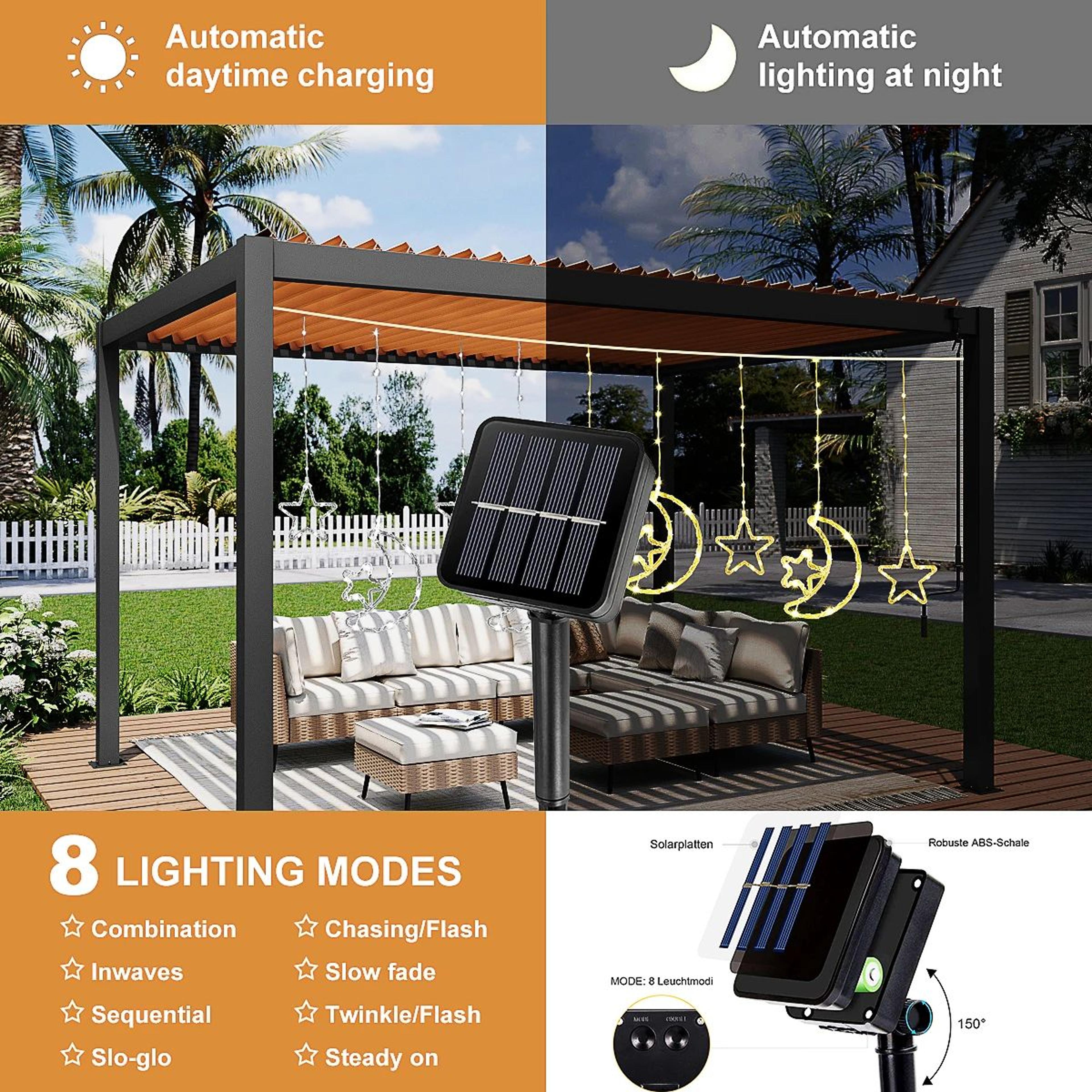 Solar Moon And Star Curtain Lights 1