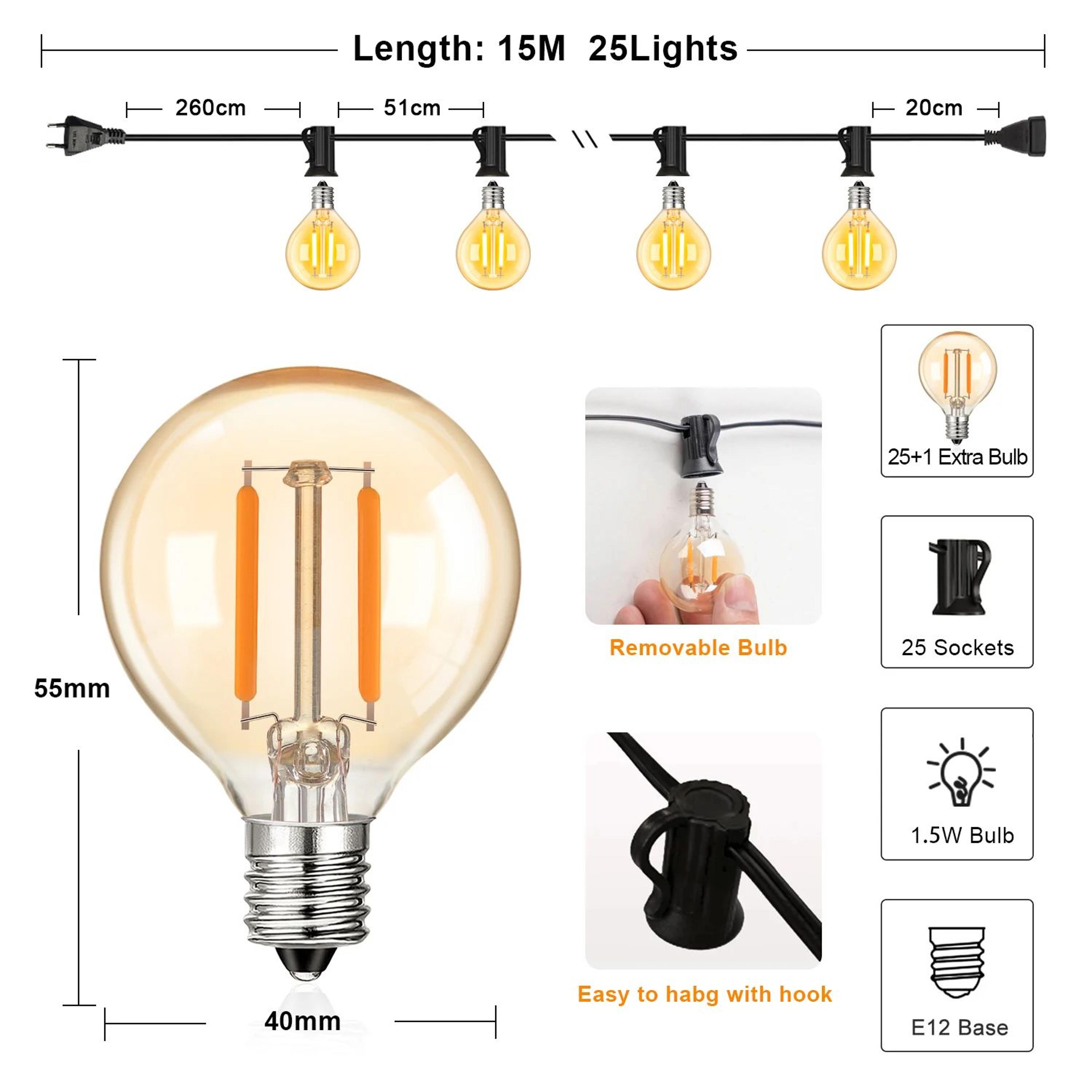 Dimmable G40 Amber Globe String Lights 8