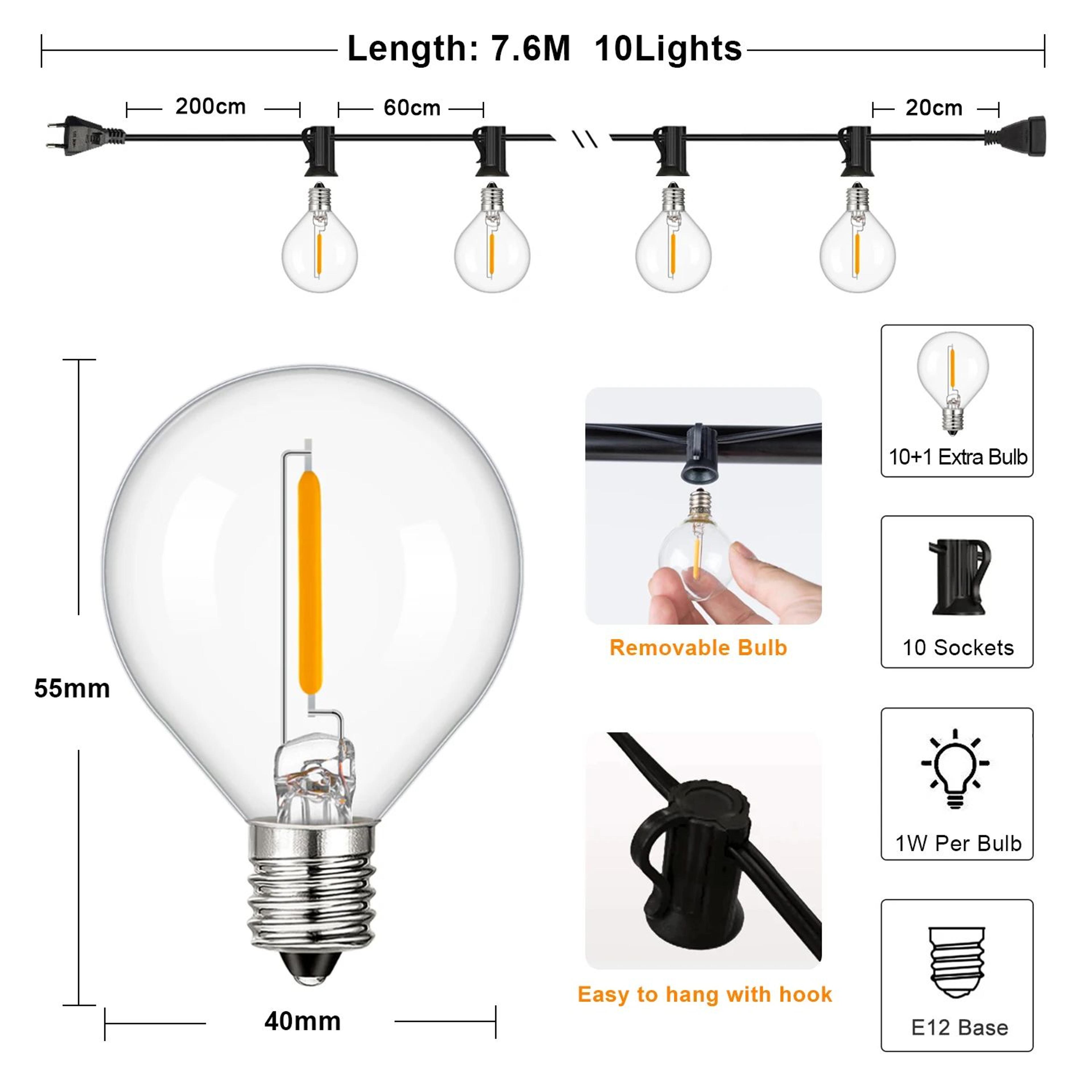 Dimmable G40 Vintage Patio String Lights 9