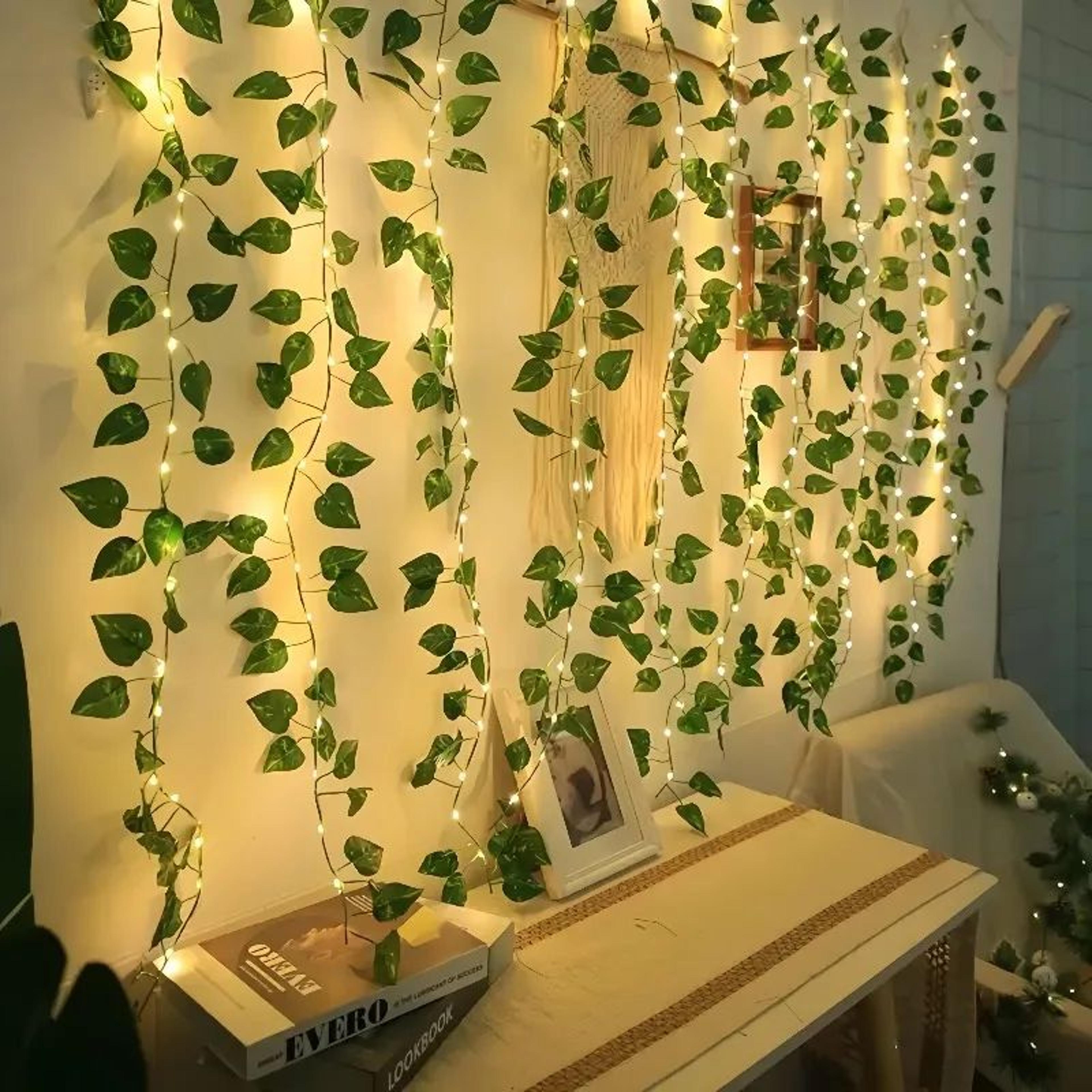 green ivy leaf fairy string lights