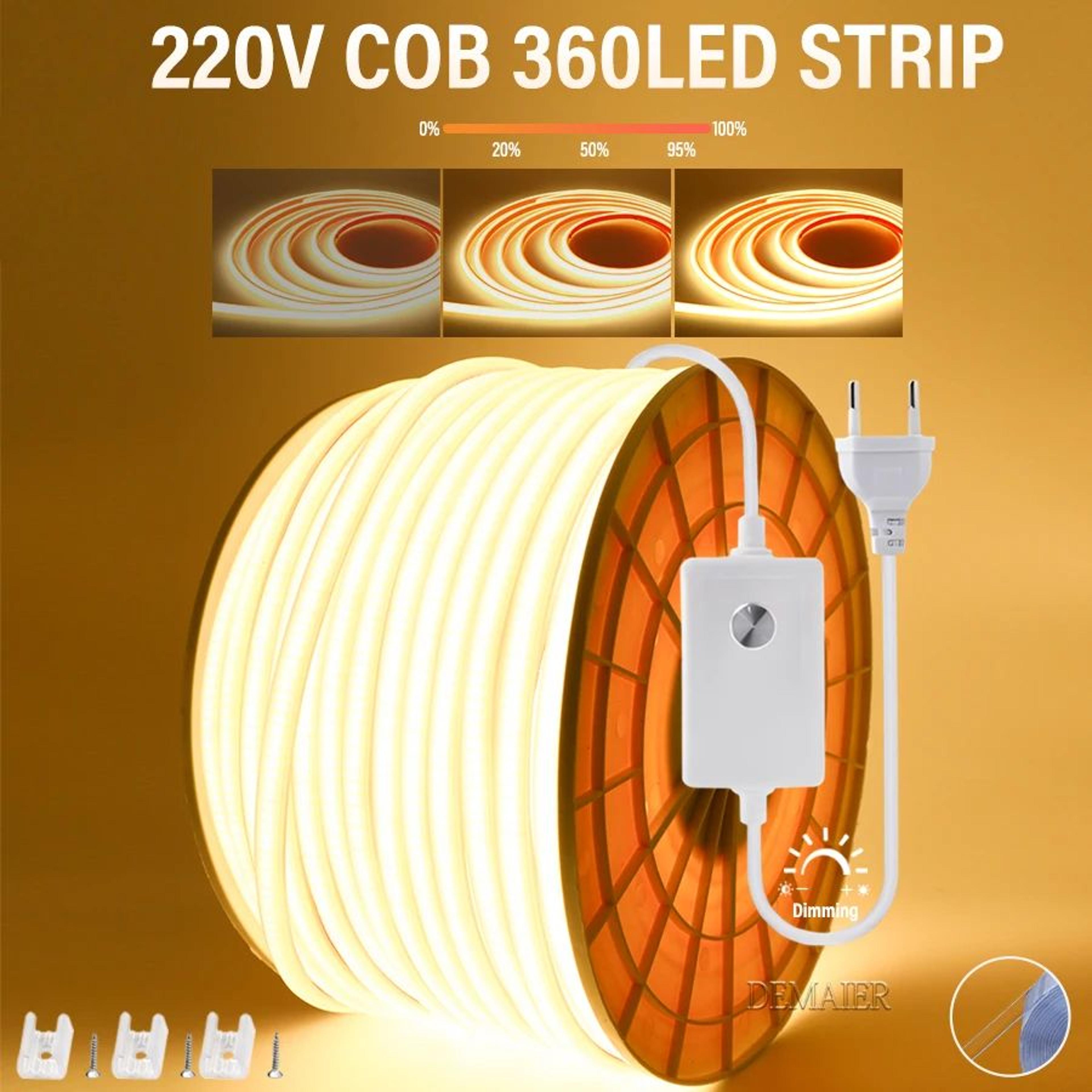 continuglow dimmable cob led strip light