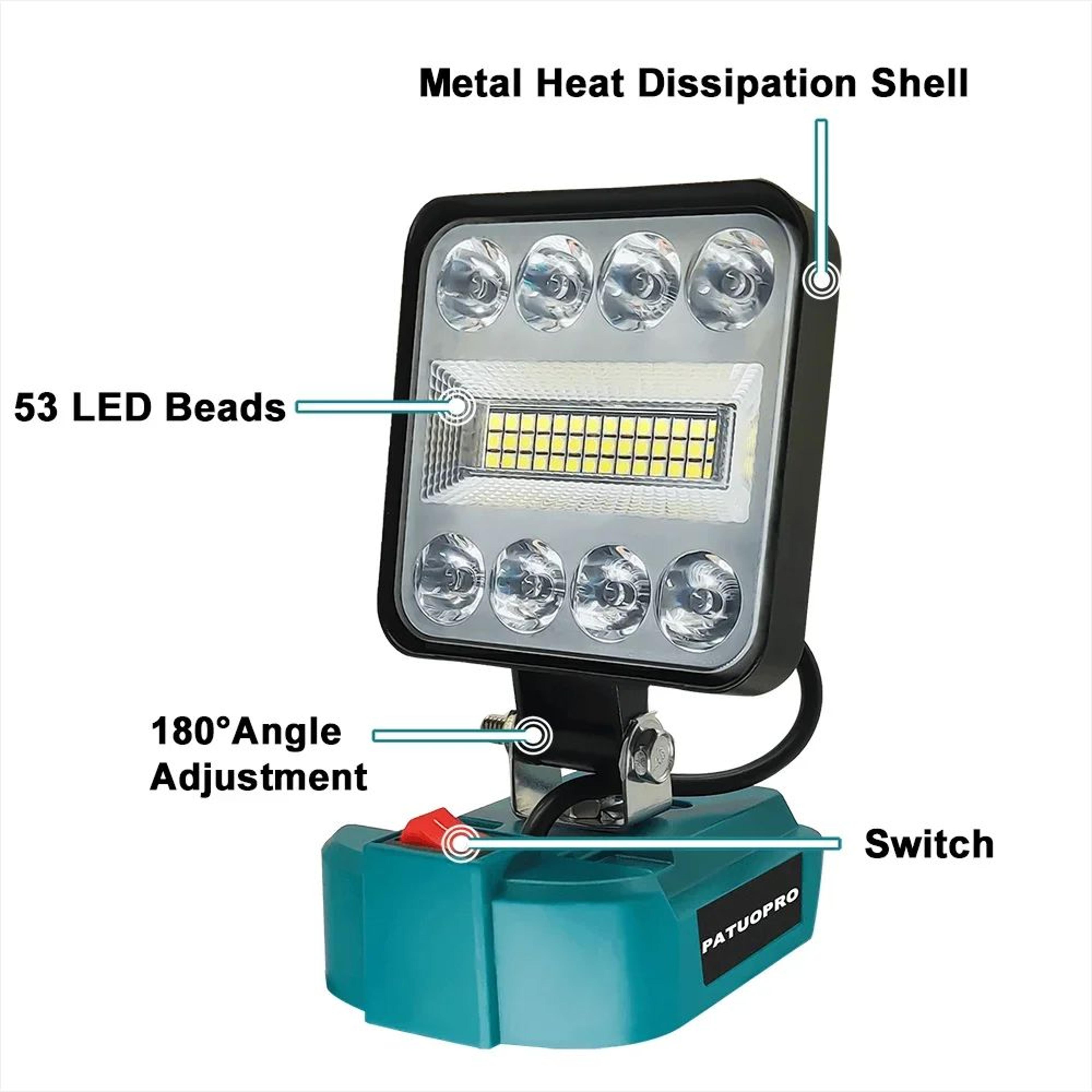 PATUOPRO 53 LED Adjustable Cordless Work Light 3