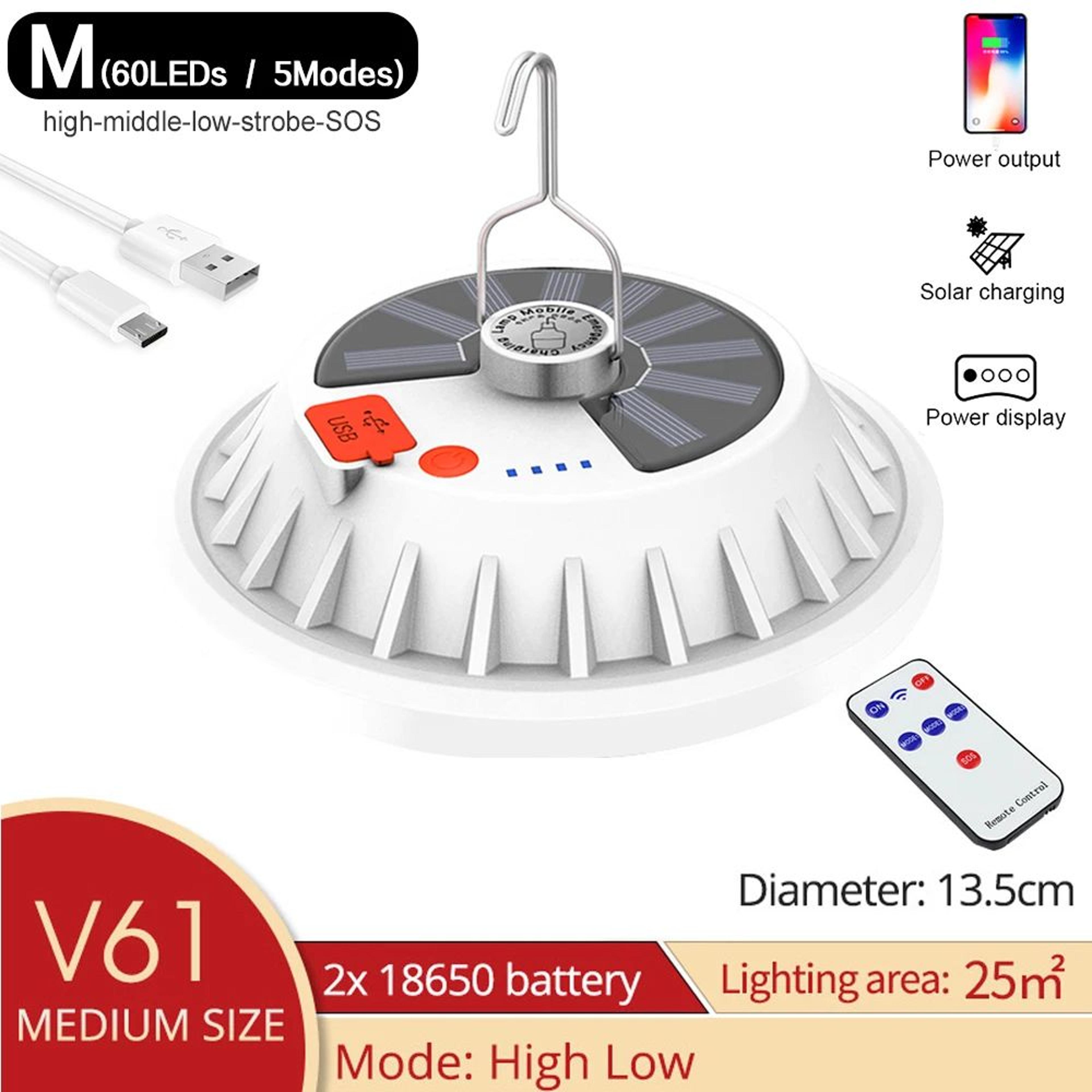 300W Solar Rechargeable Remote Camping Light 8
