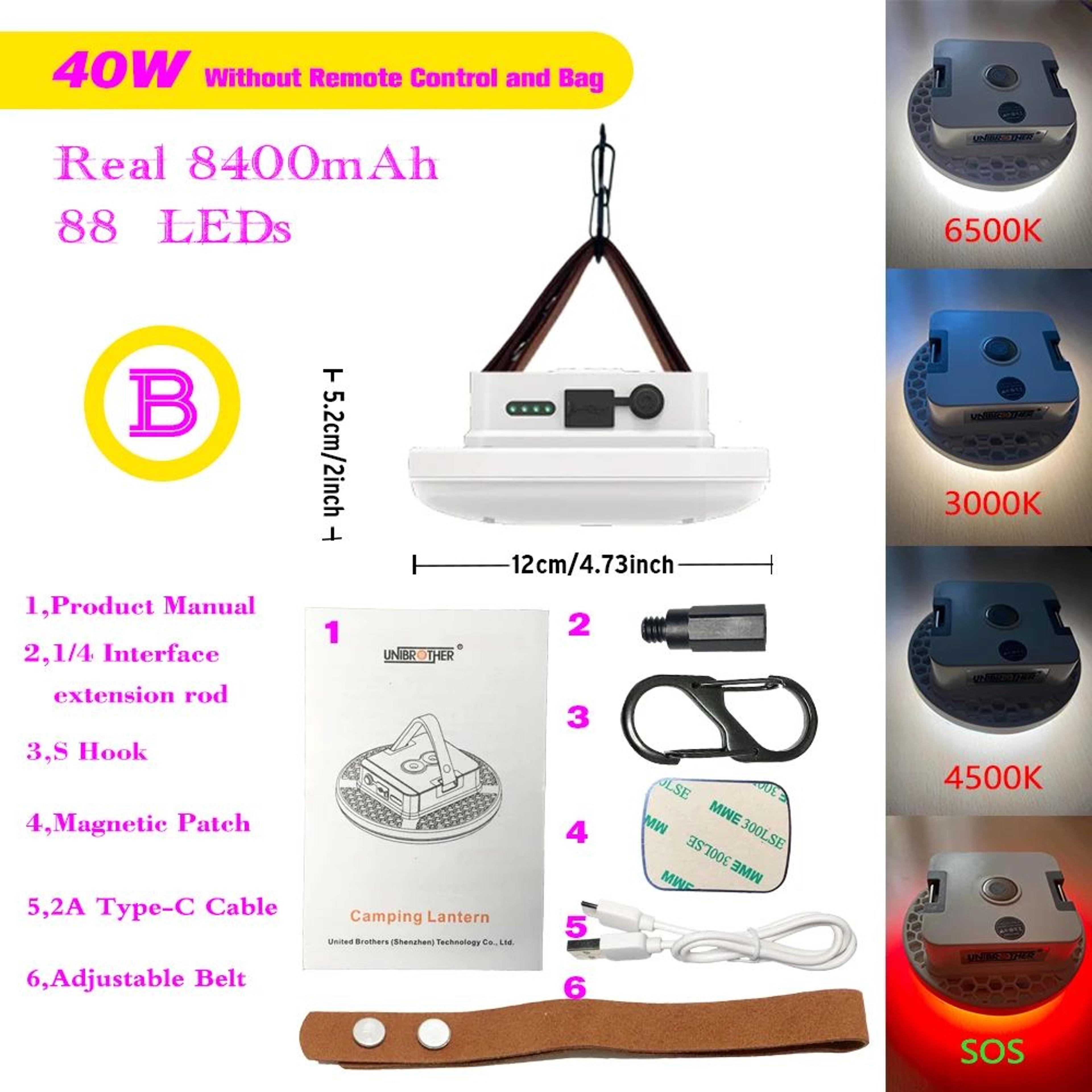 13500mAh Magnetic Rechargeable Work Lantern 8