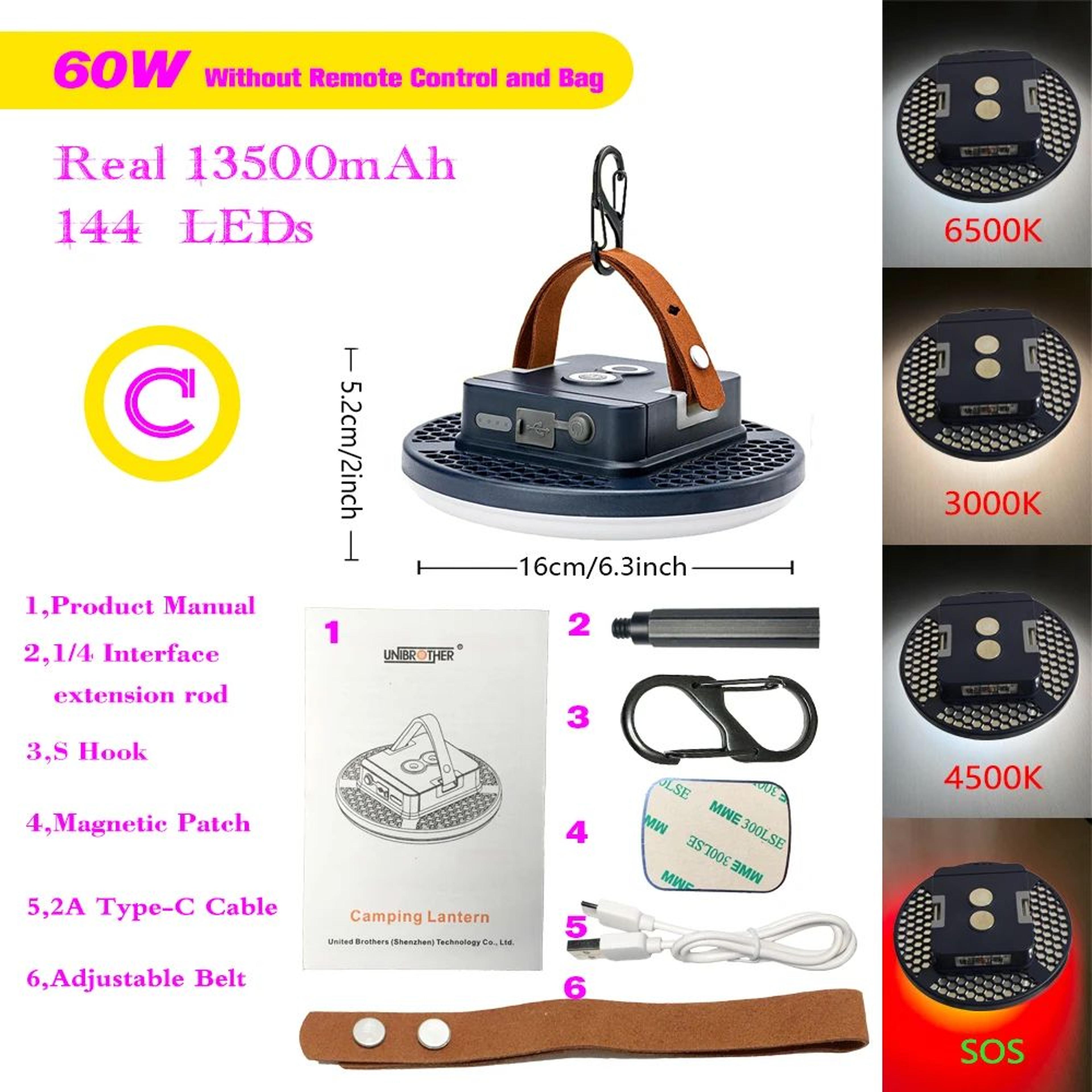 13500mAh Magnetic Rechargeable Work Lantern 9