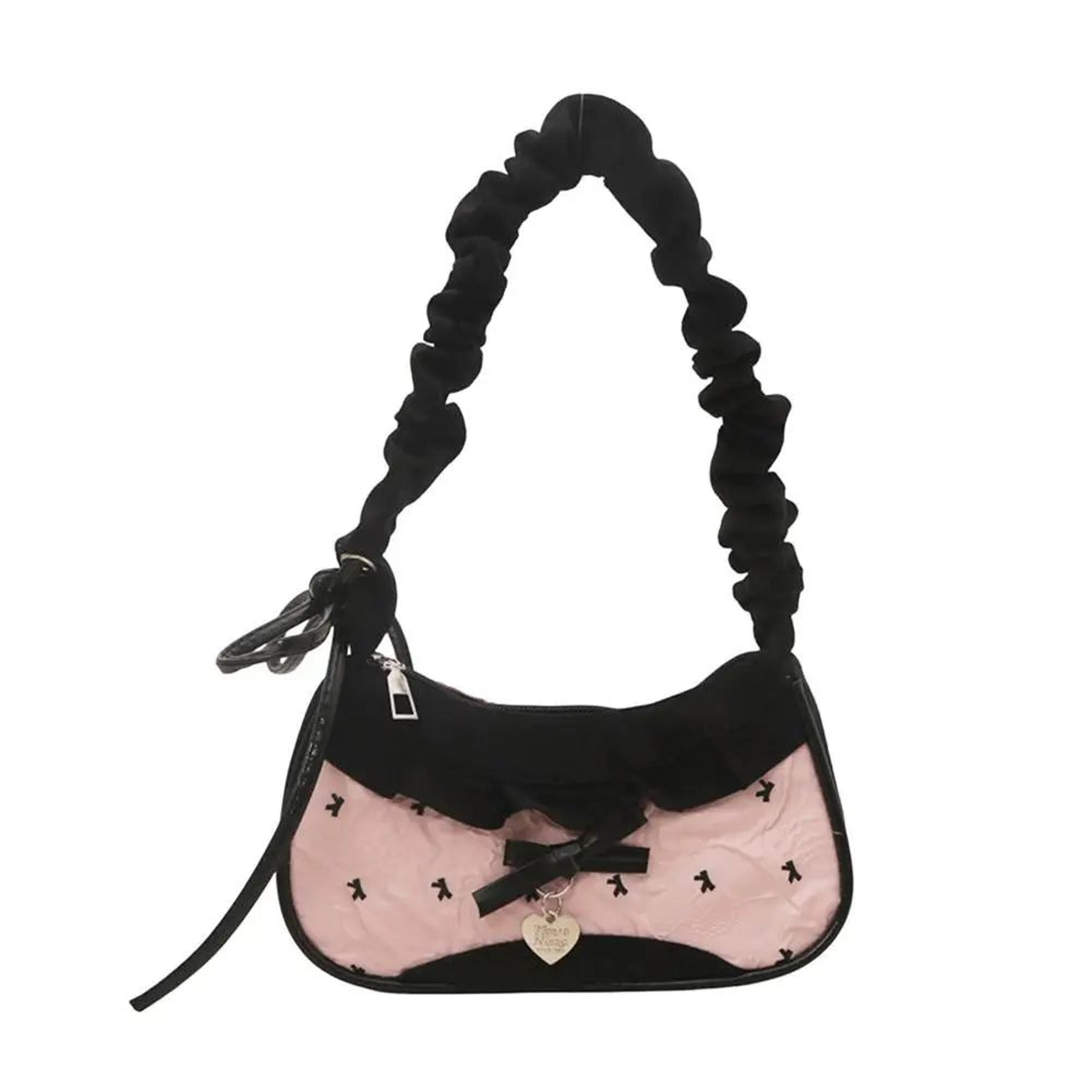 French Bow Plaid Denim Shoulder Bag 6