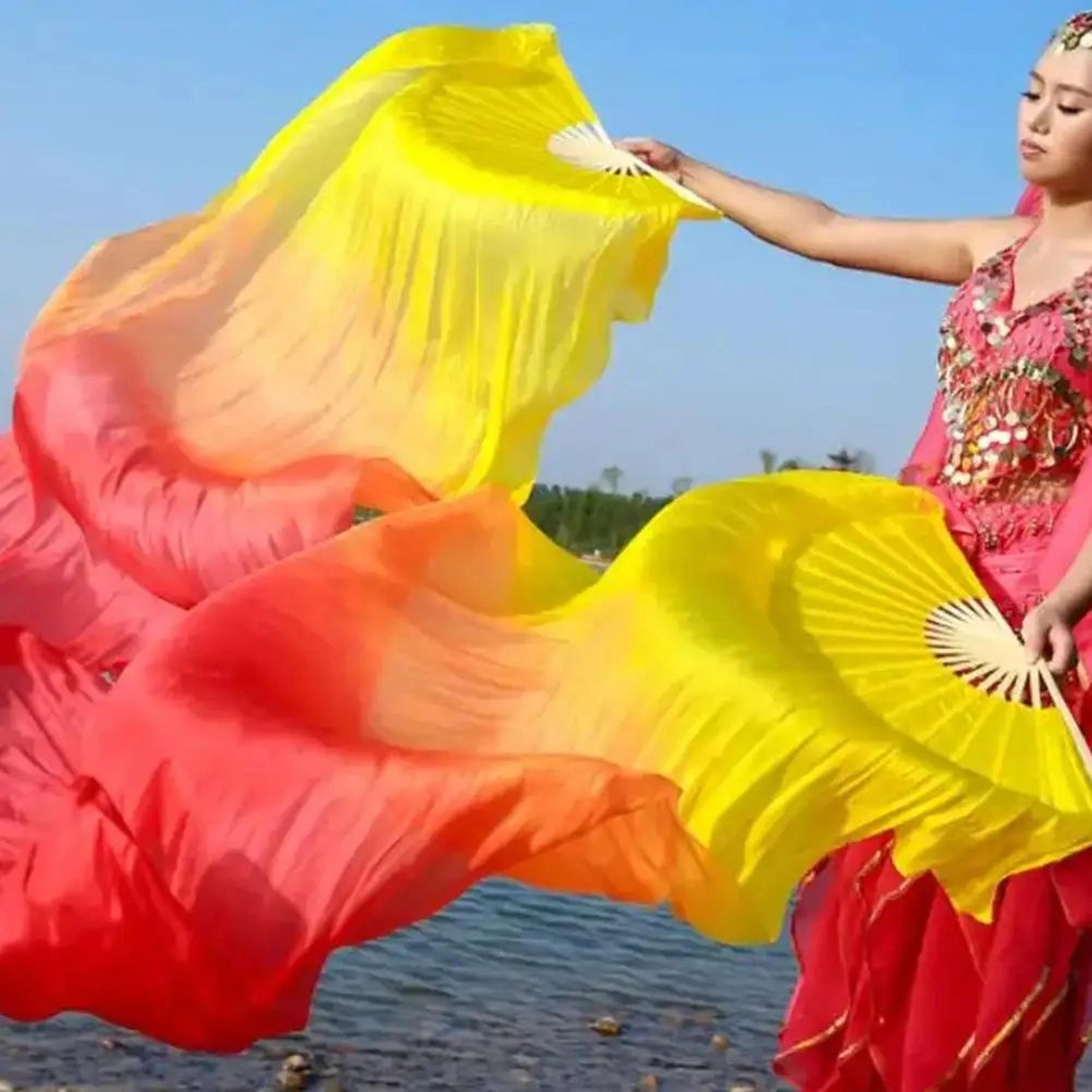 Gradient Silk Belly Dance Fan 3