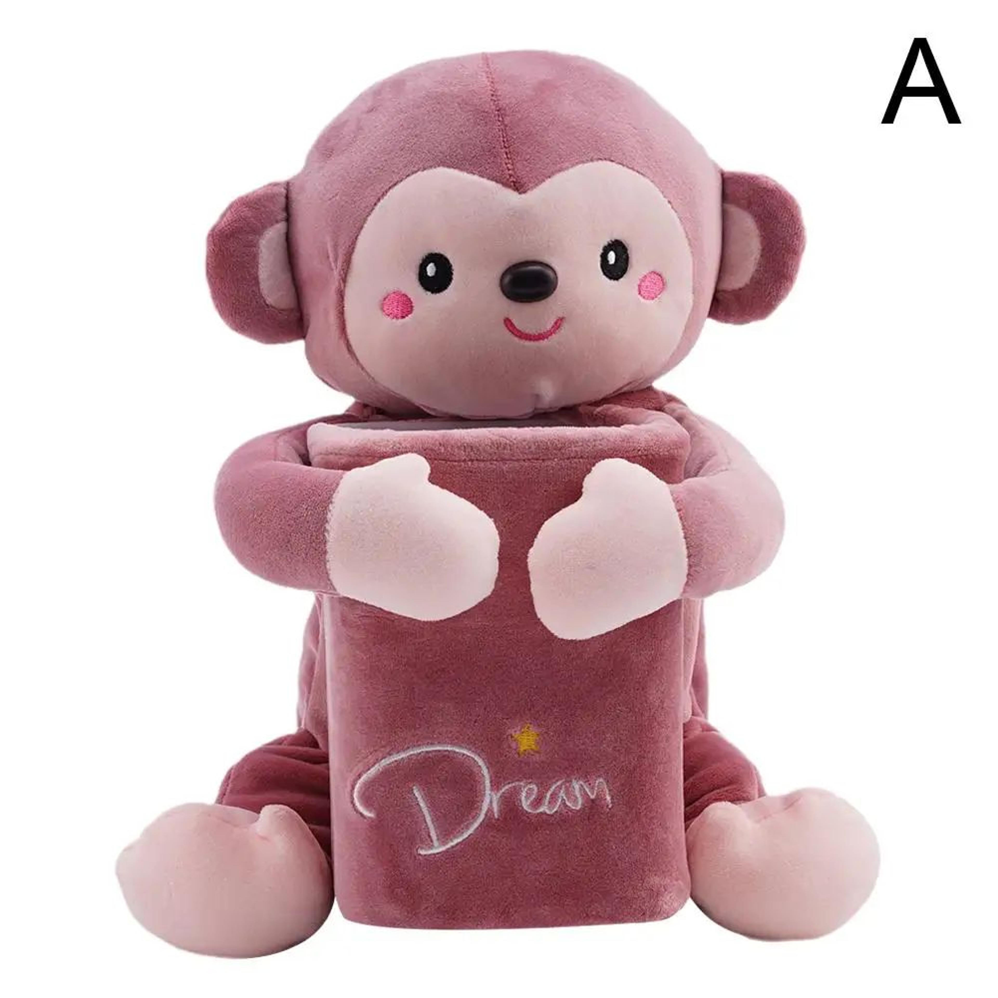 Cartoon Plush Car Tissue Holder And Trash Bin 6