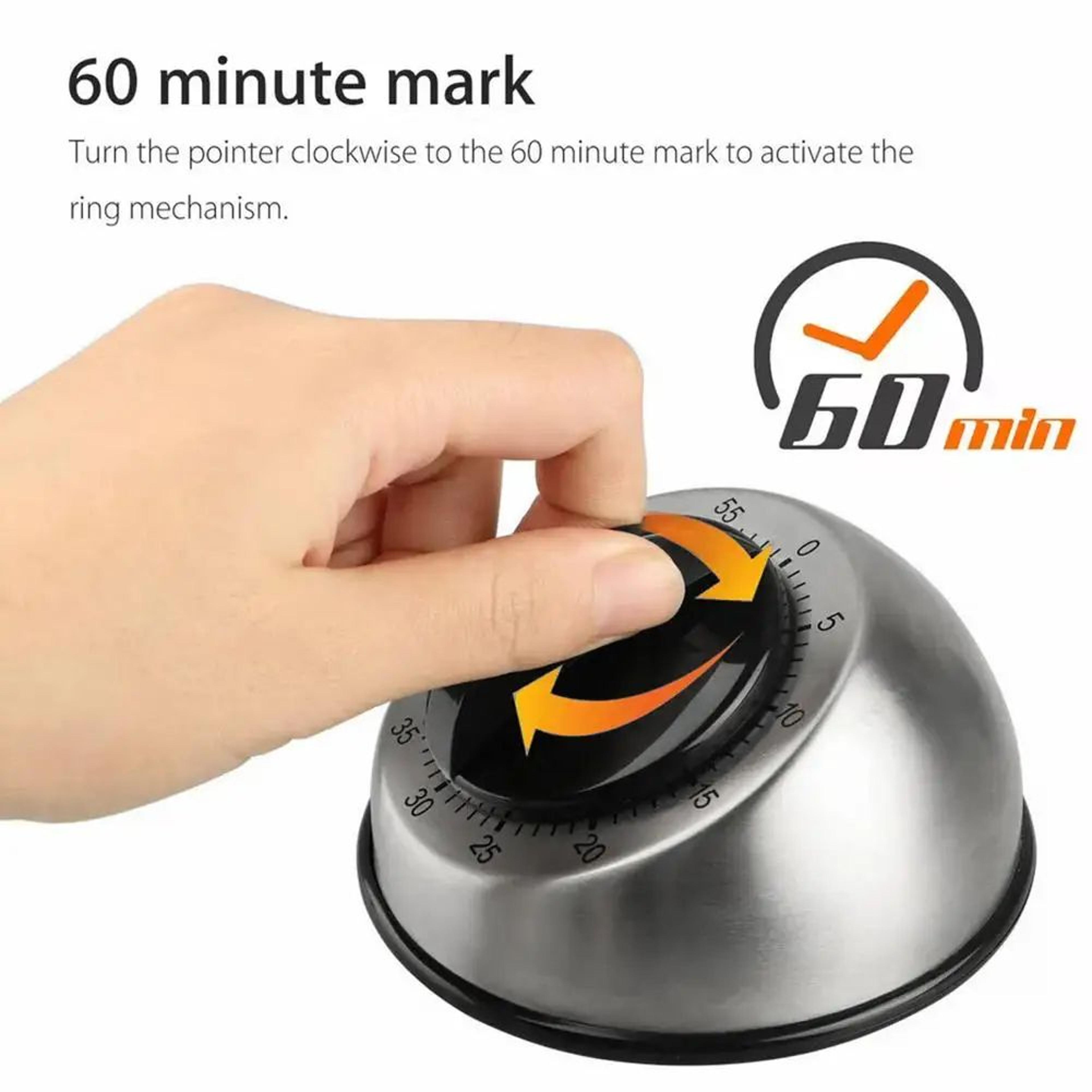 Stainless Steel Magnetic Mechanical Kitchen Timer 0