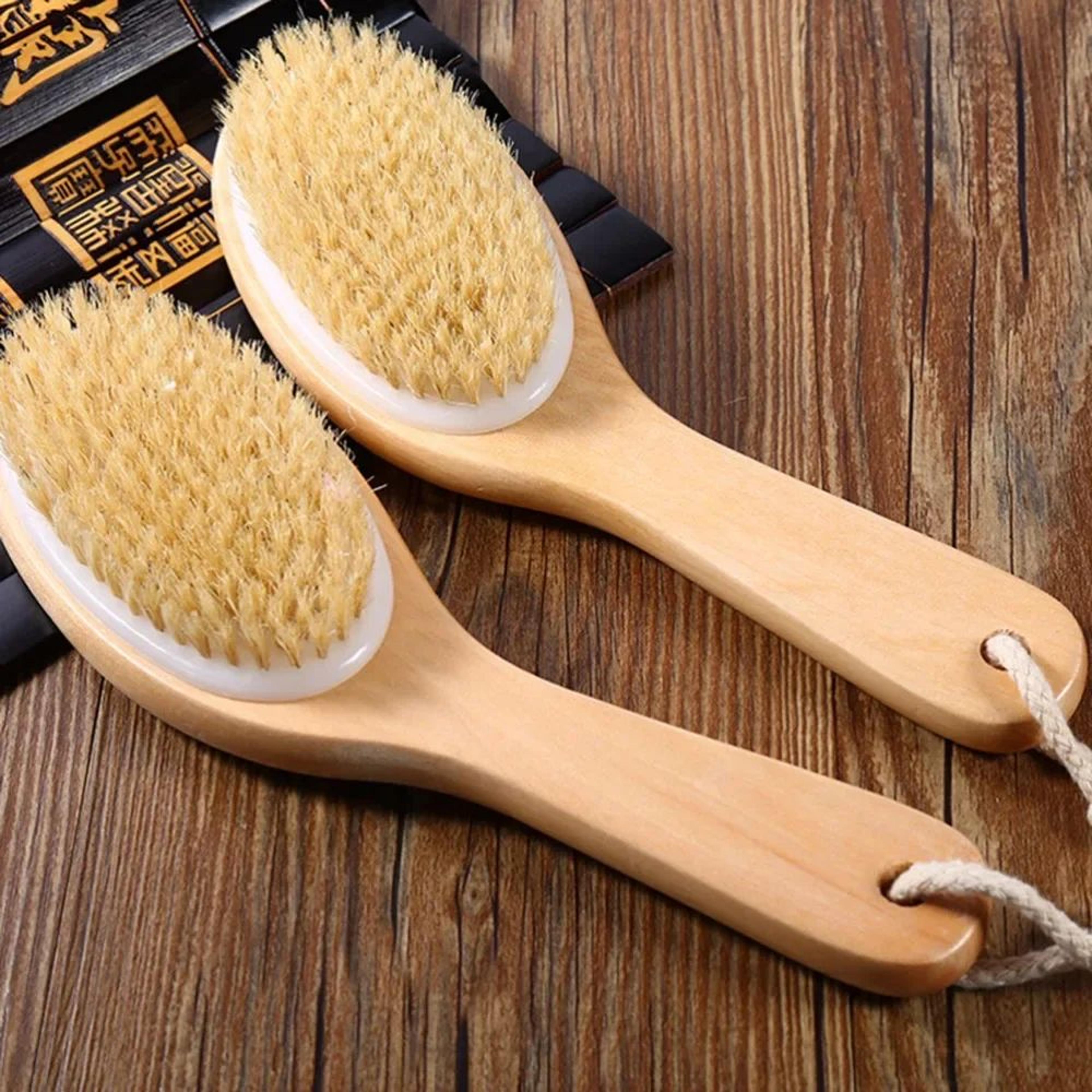 natural bristle wooden body brush