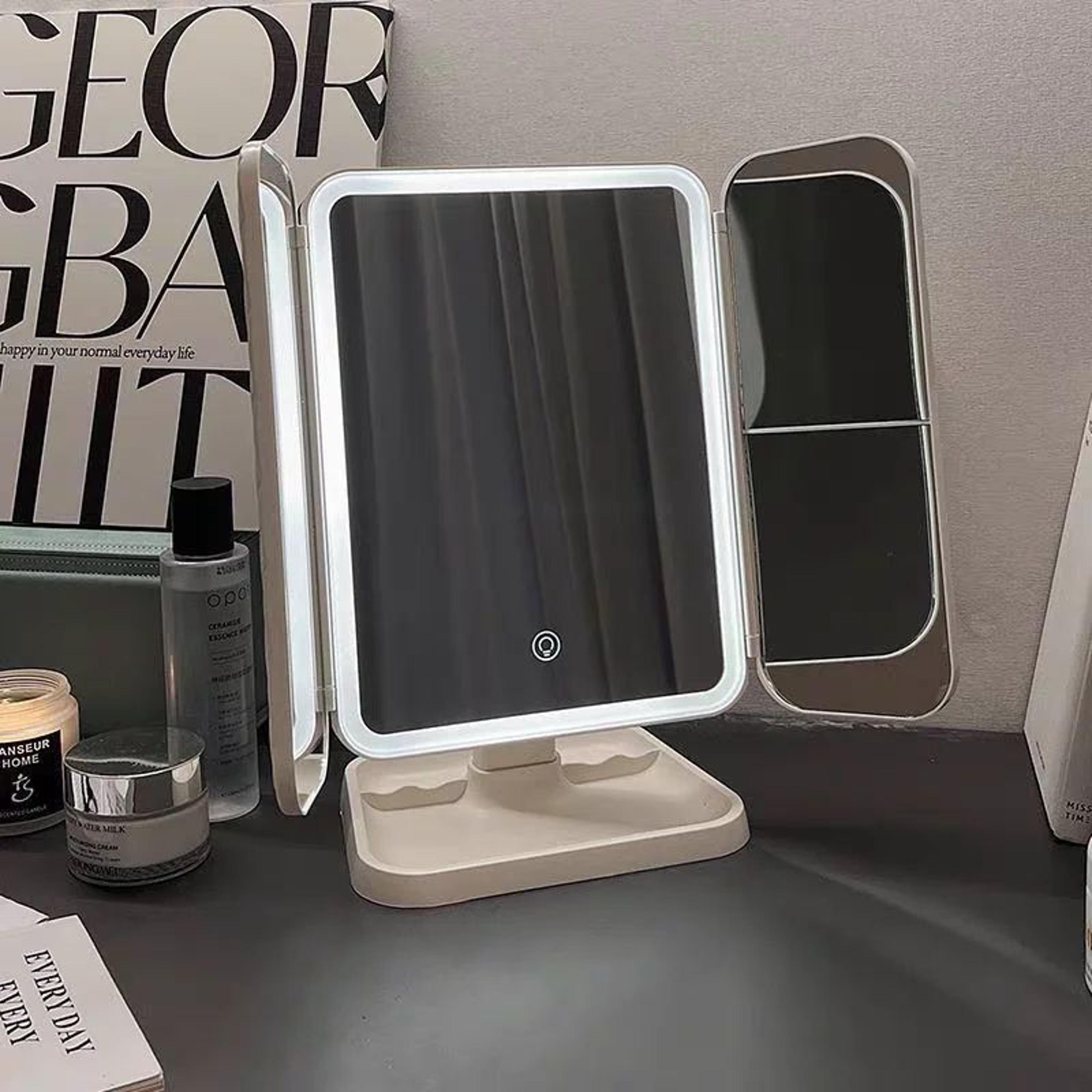rechargeable folding led makeup mirror