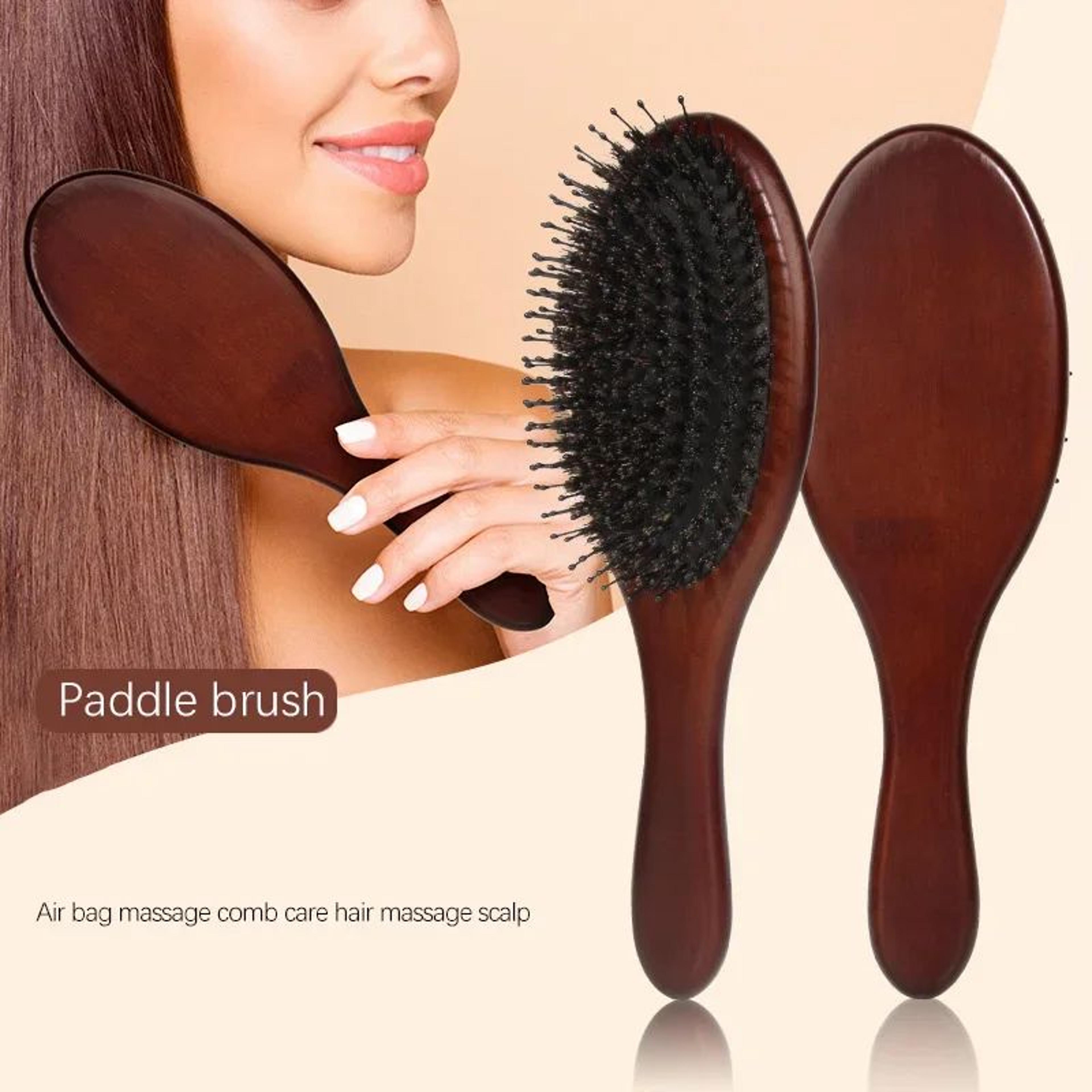 wooden cushion paddle massage hair brush