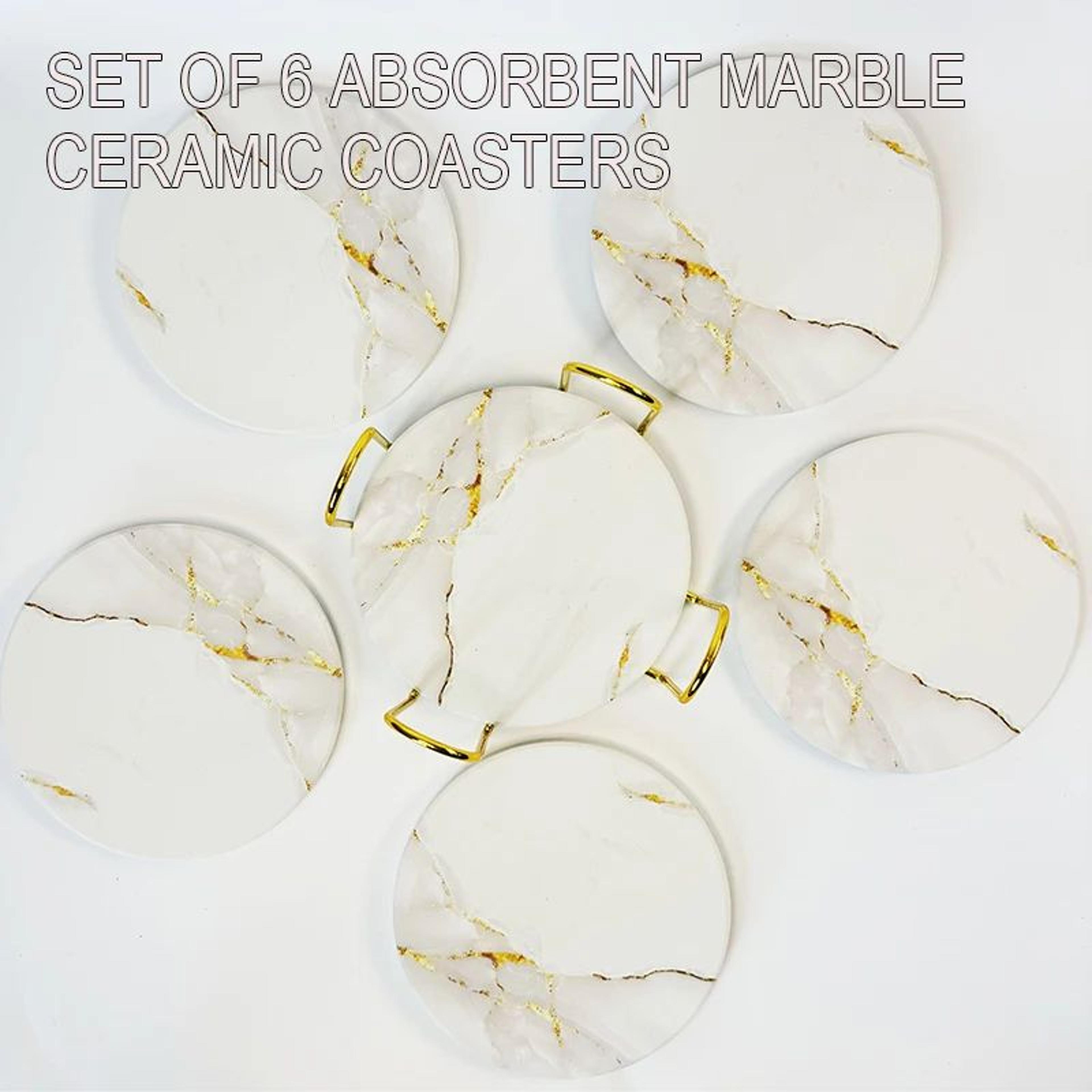 6 piece marble ceramic coaster set