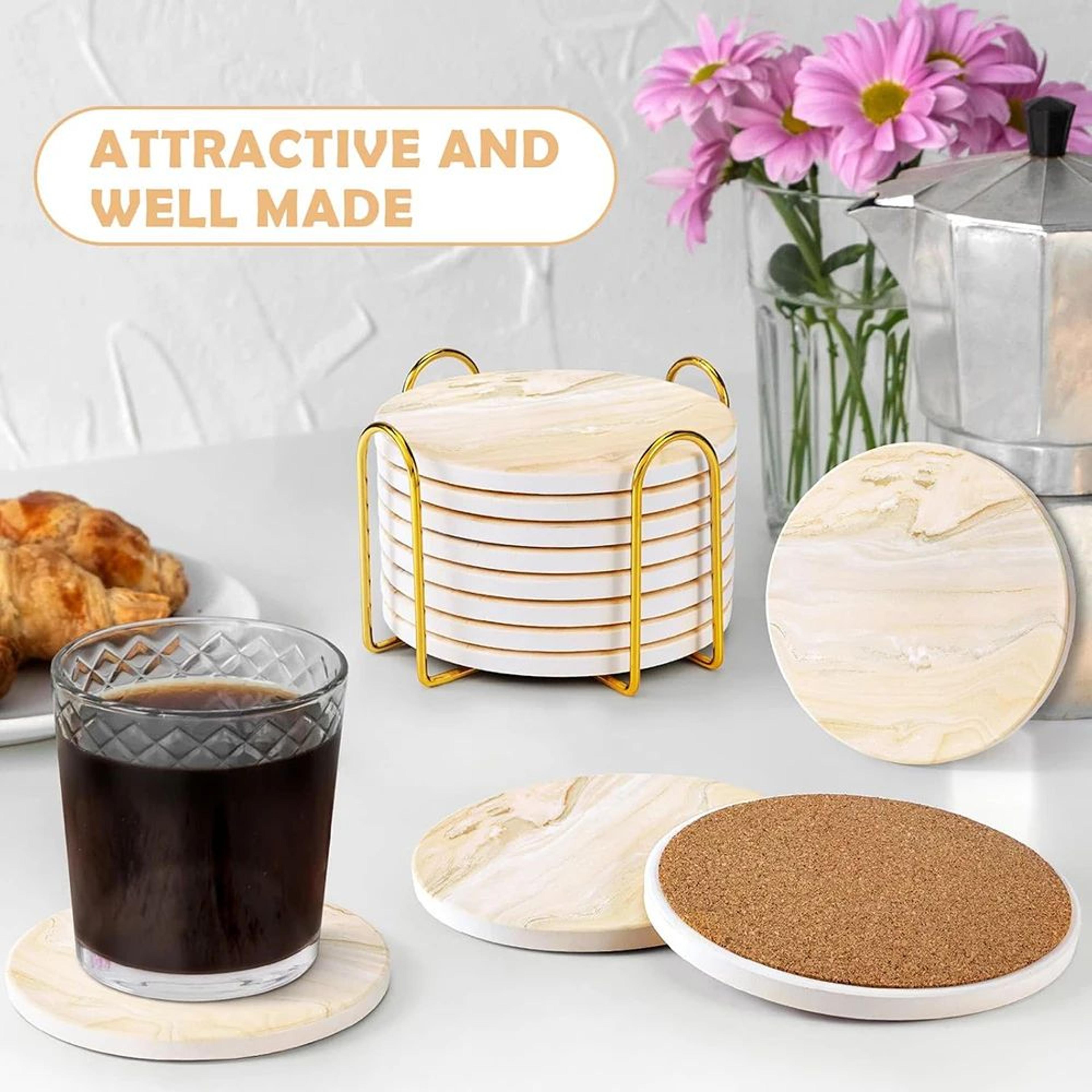 6 Piece Marble Ceramic Coaster Set 2