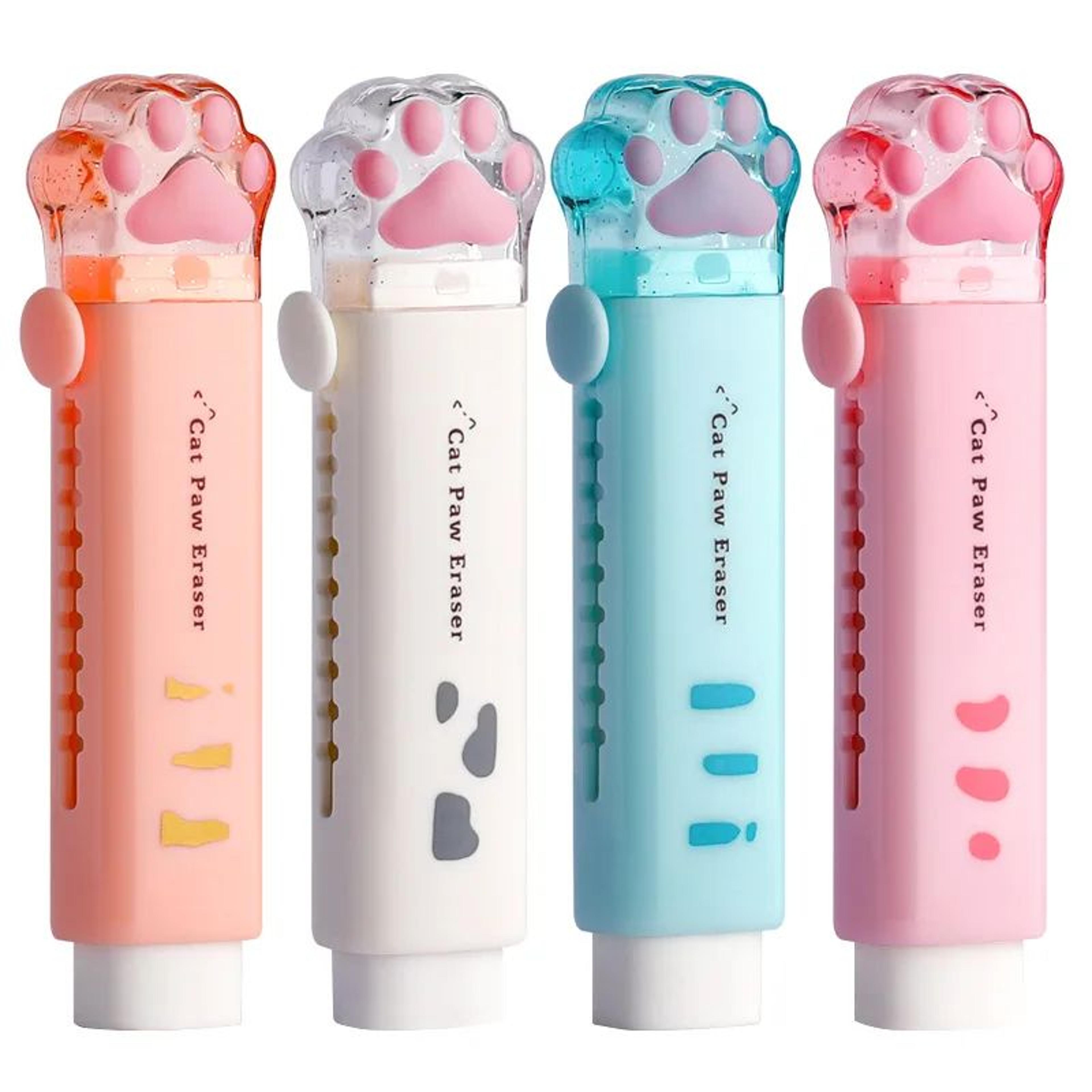 retractable cat paw pencil eraser