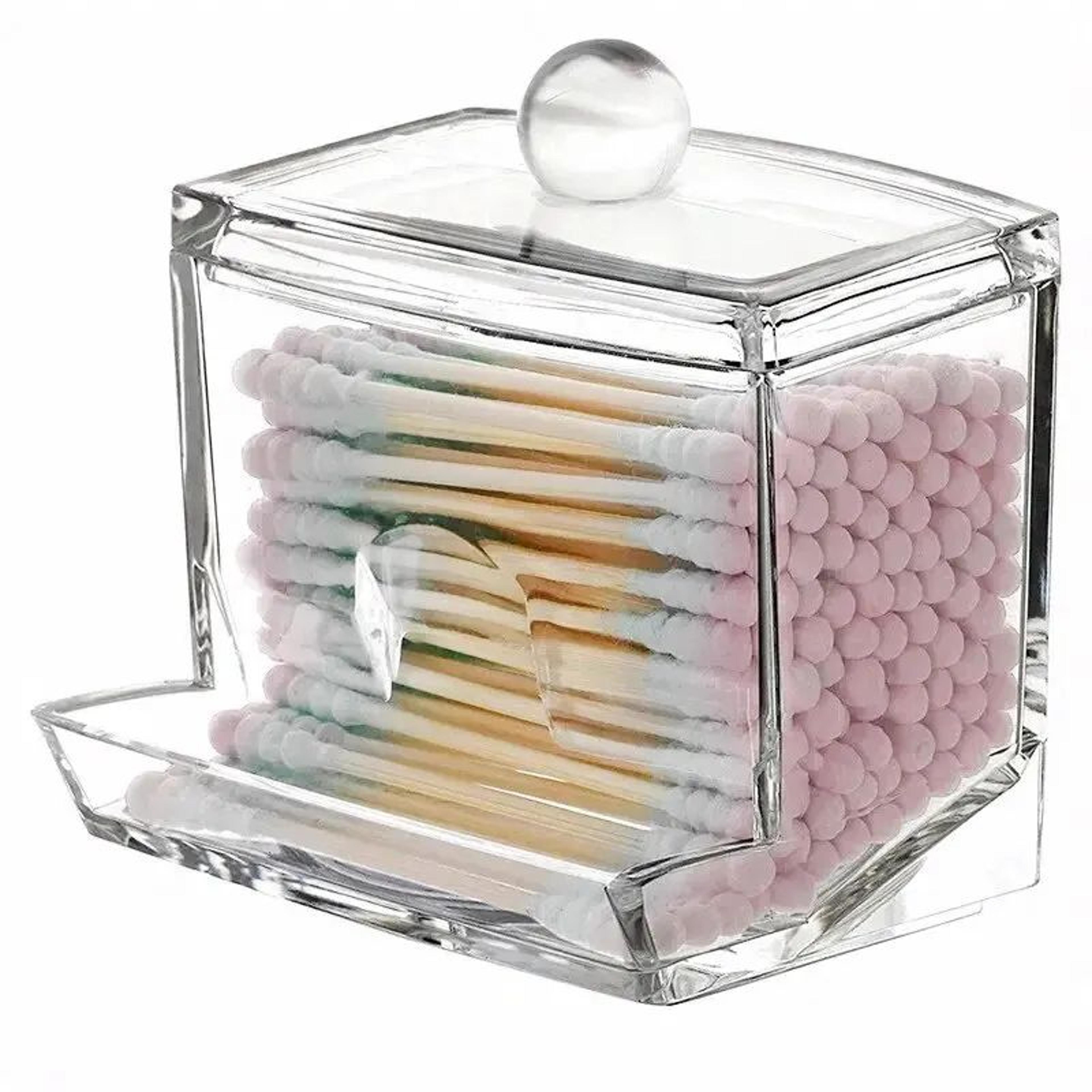clear acrylic cotton swab storage jar